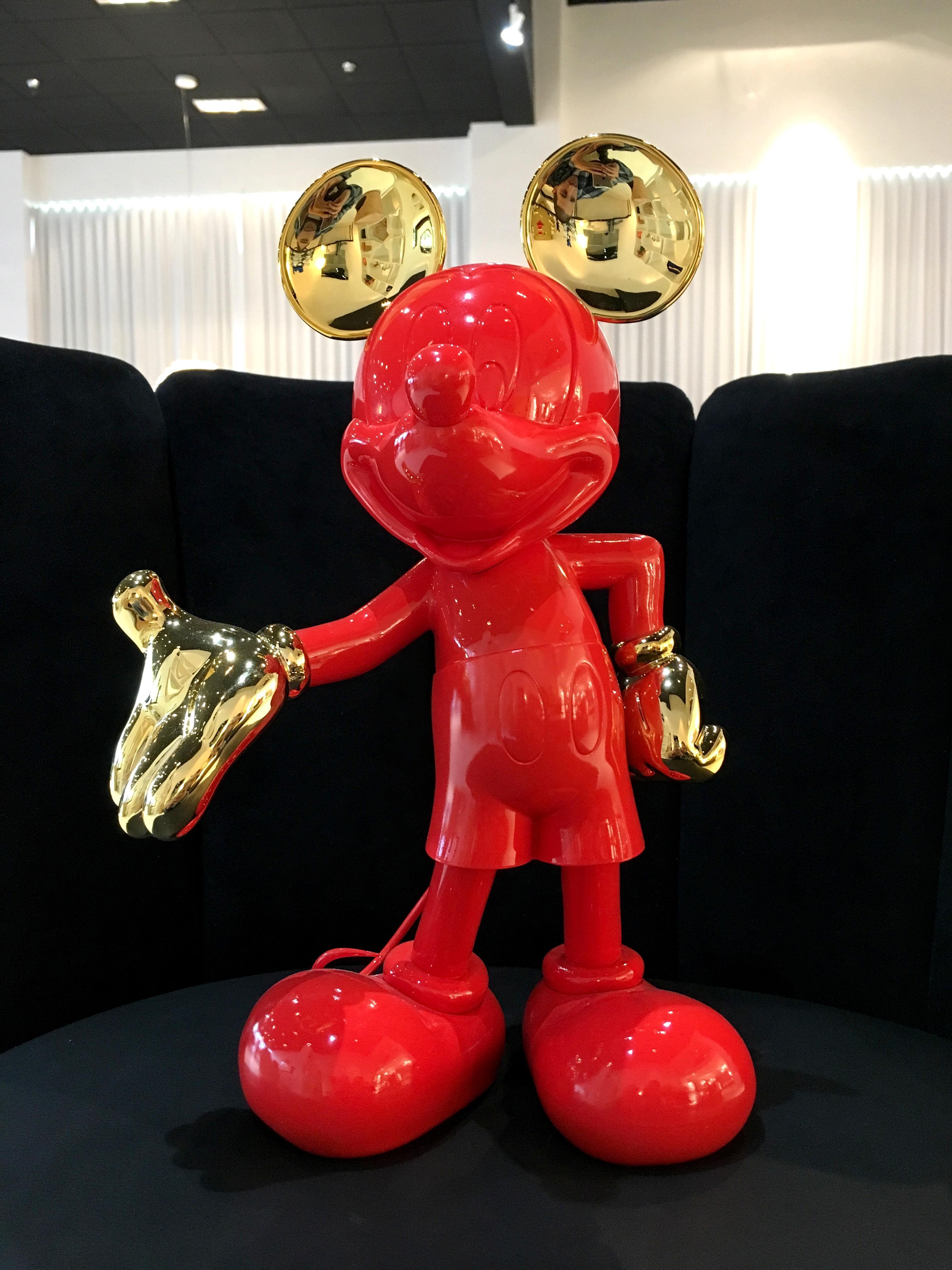 Modern Mickey Mouse, Glossy Red/Gold Pop Sculpture Figurine