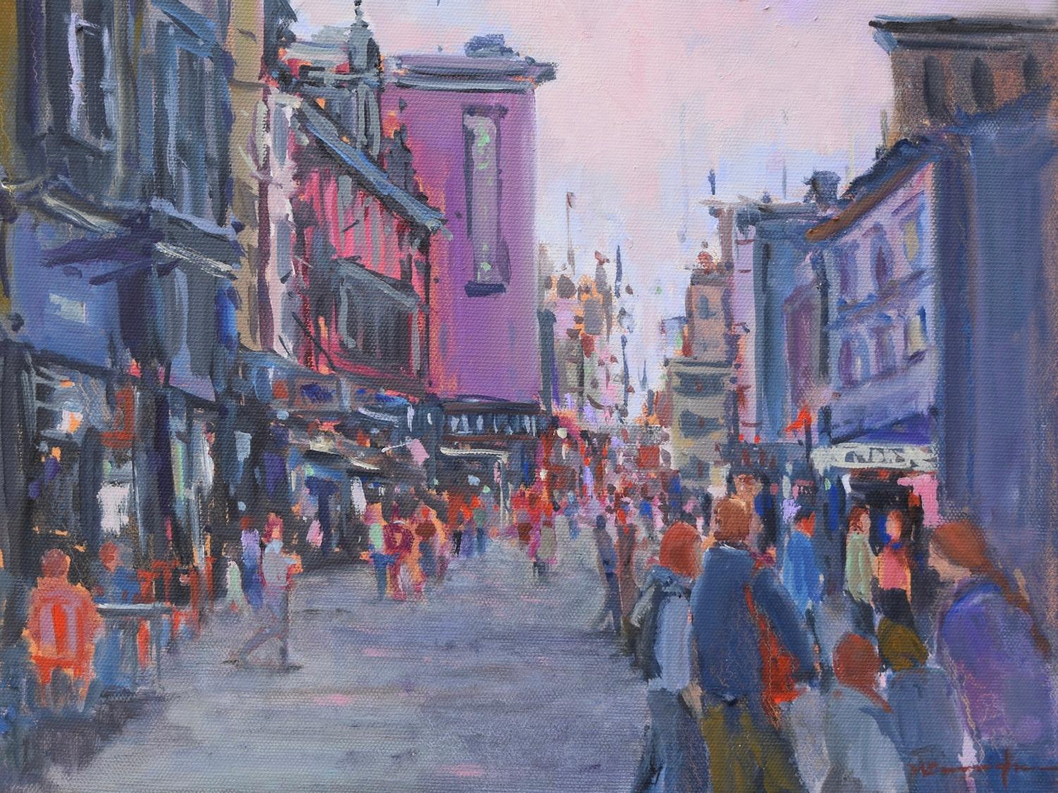 Downtown Days, Oil Painting - Art by Mickey Cunningham