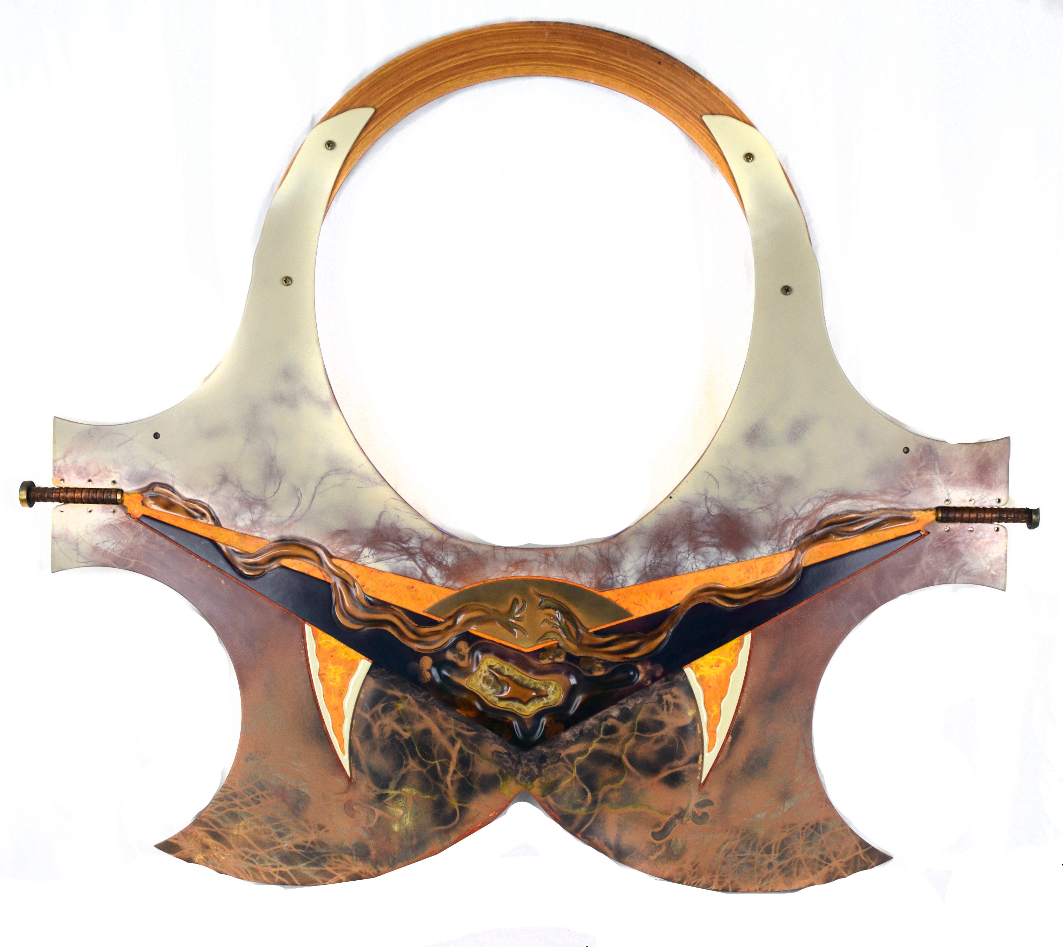 Yellow Totem Abstract New Age Surreal Sculpture by Mickey Kane For Sale 1
