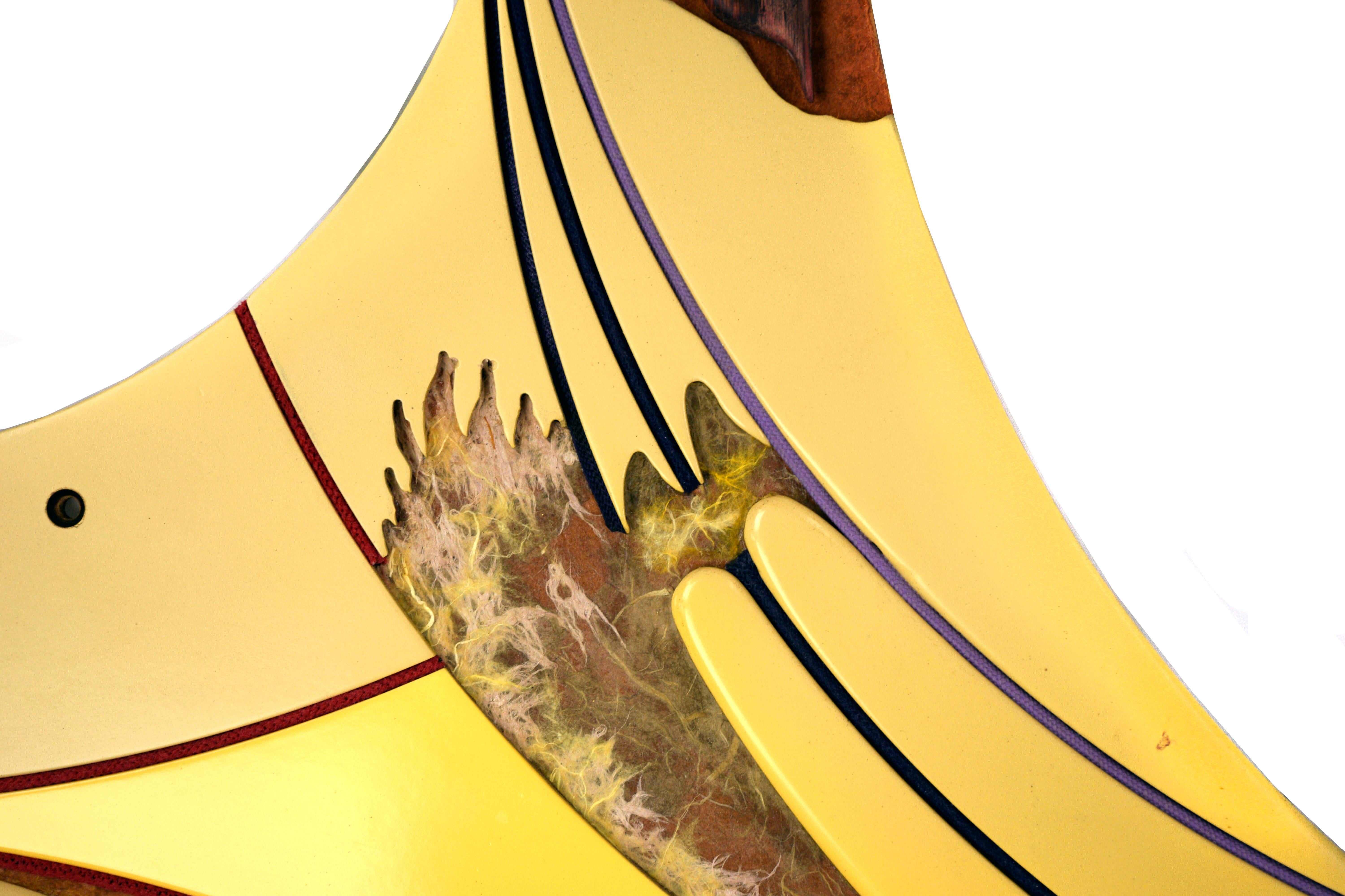 Yellow Totem Abstract New Age Surreal Sculpture by Mickey Kane For Sale 2
