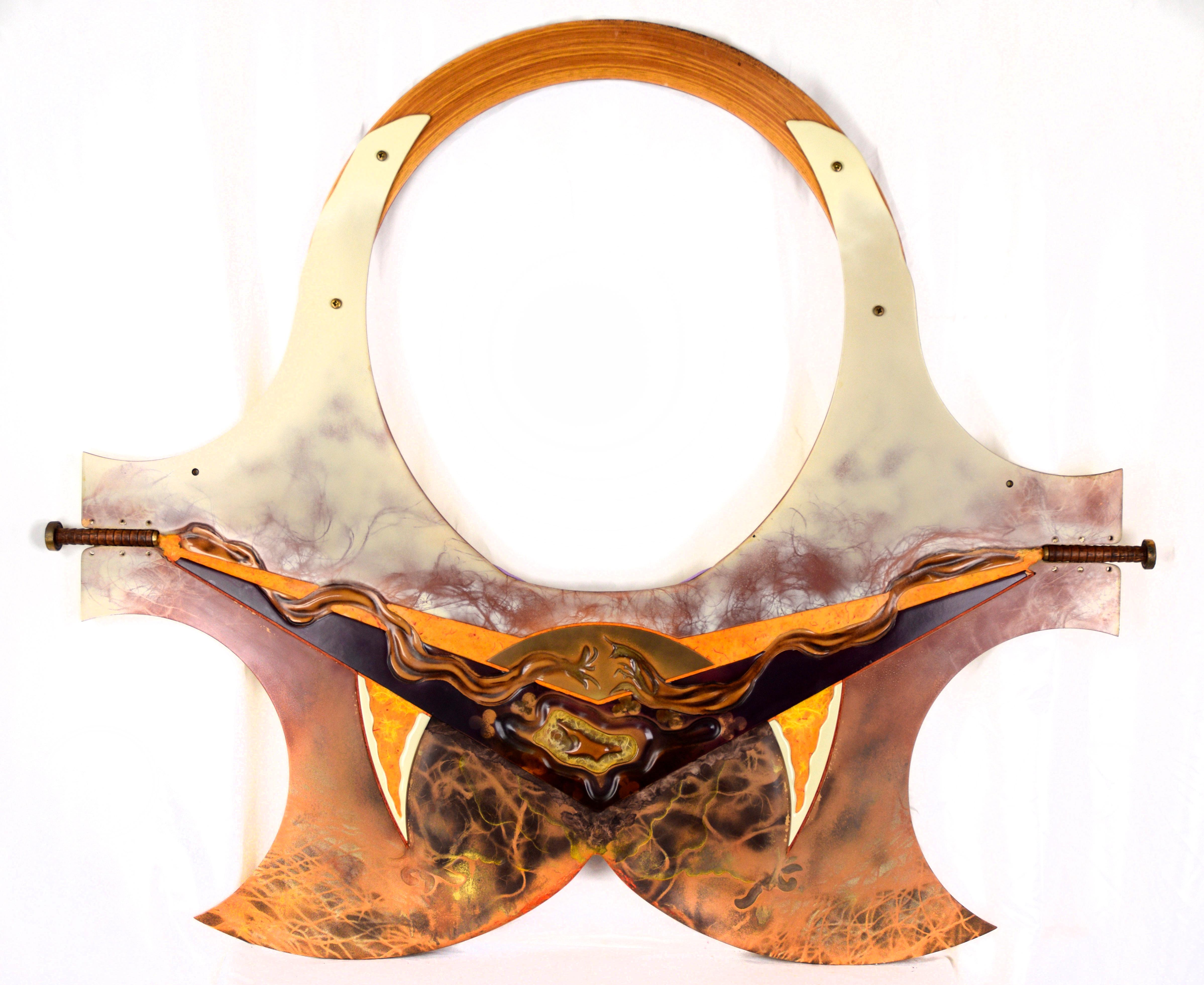 Yellow Totem Abstract New Age Surreal Sculpture by Mickey Kane - Brown Still-Life Sculpture by Mickey “Kano” Kane