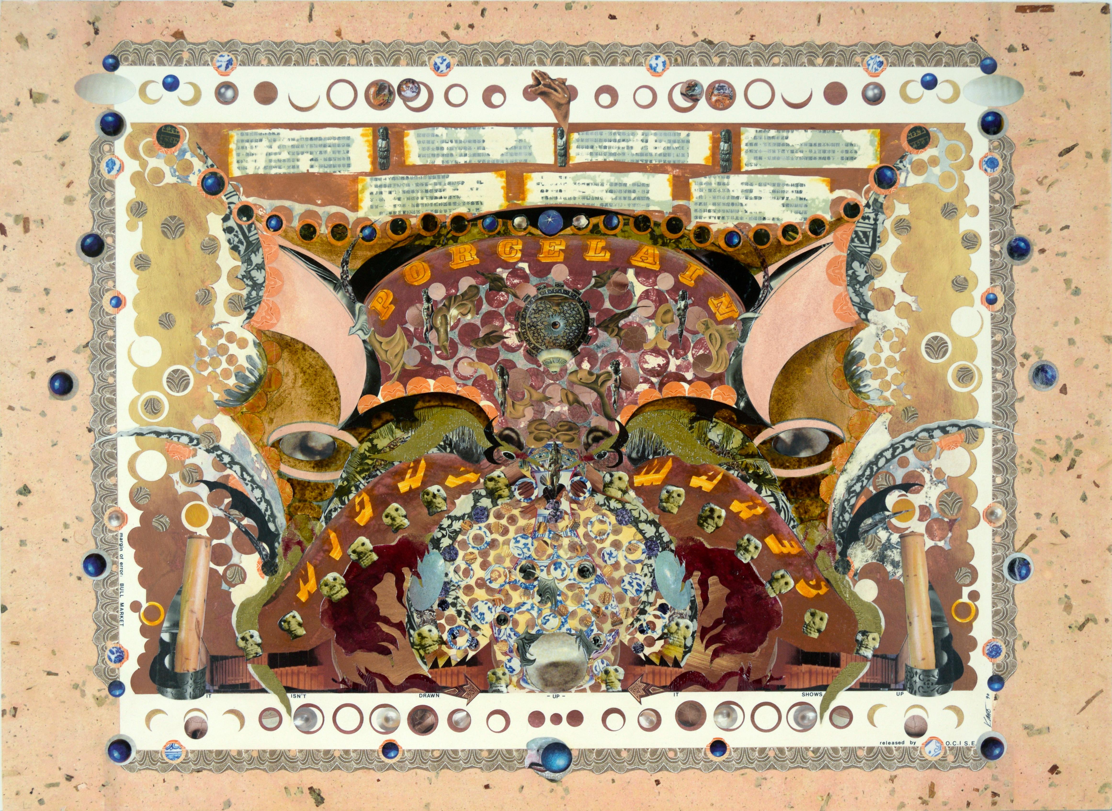 "Cauchemars en porcelaine" Collage satirique en papier collé