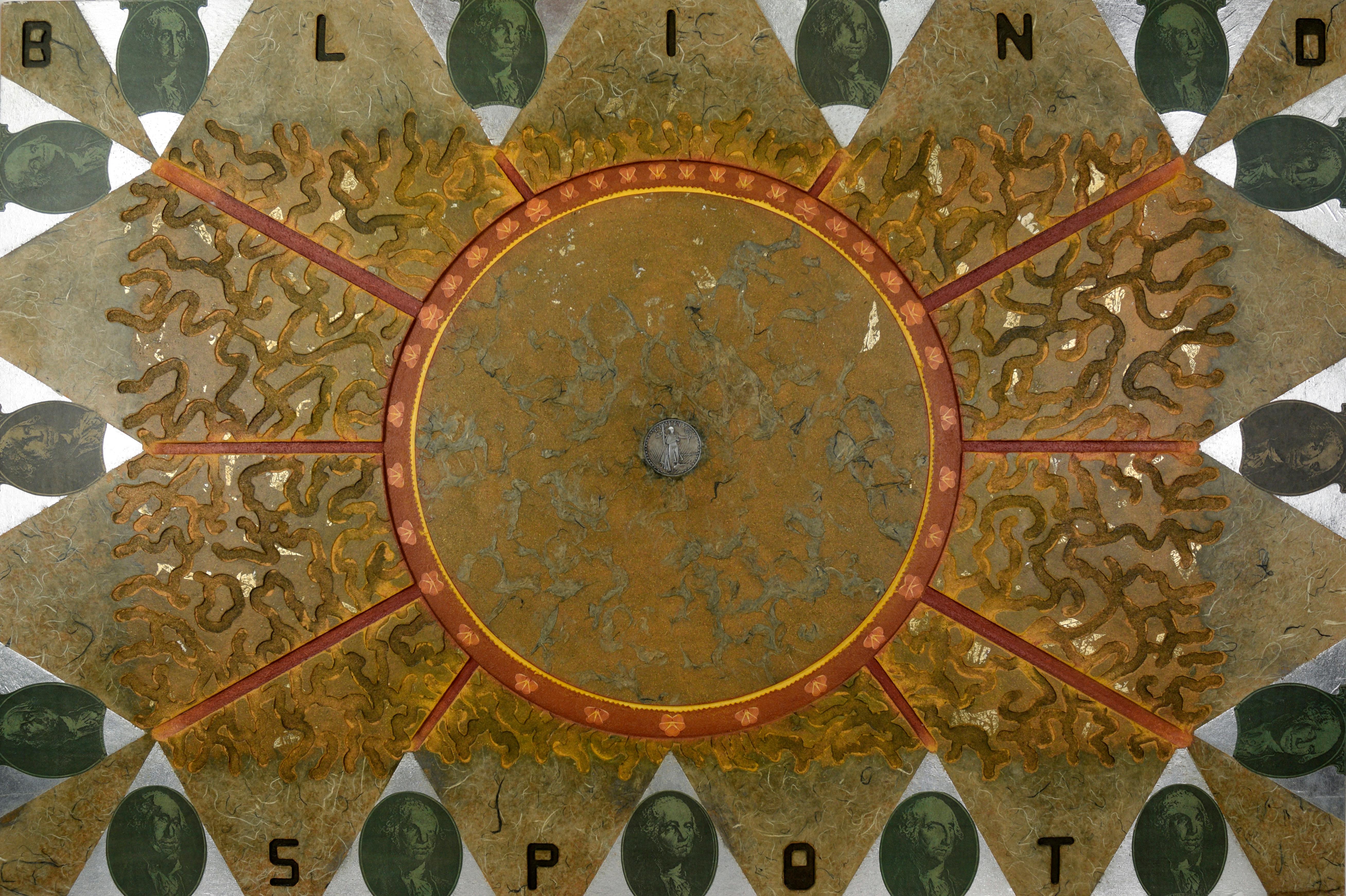 Mickey "Kano" Kane Abstract Painting - "Blind Spot" Abstract Relief with Numismatic Patterns Sculpture