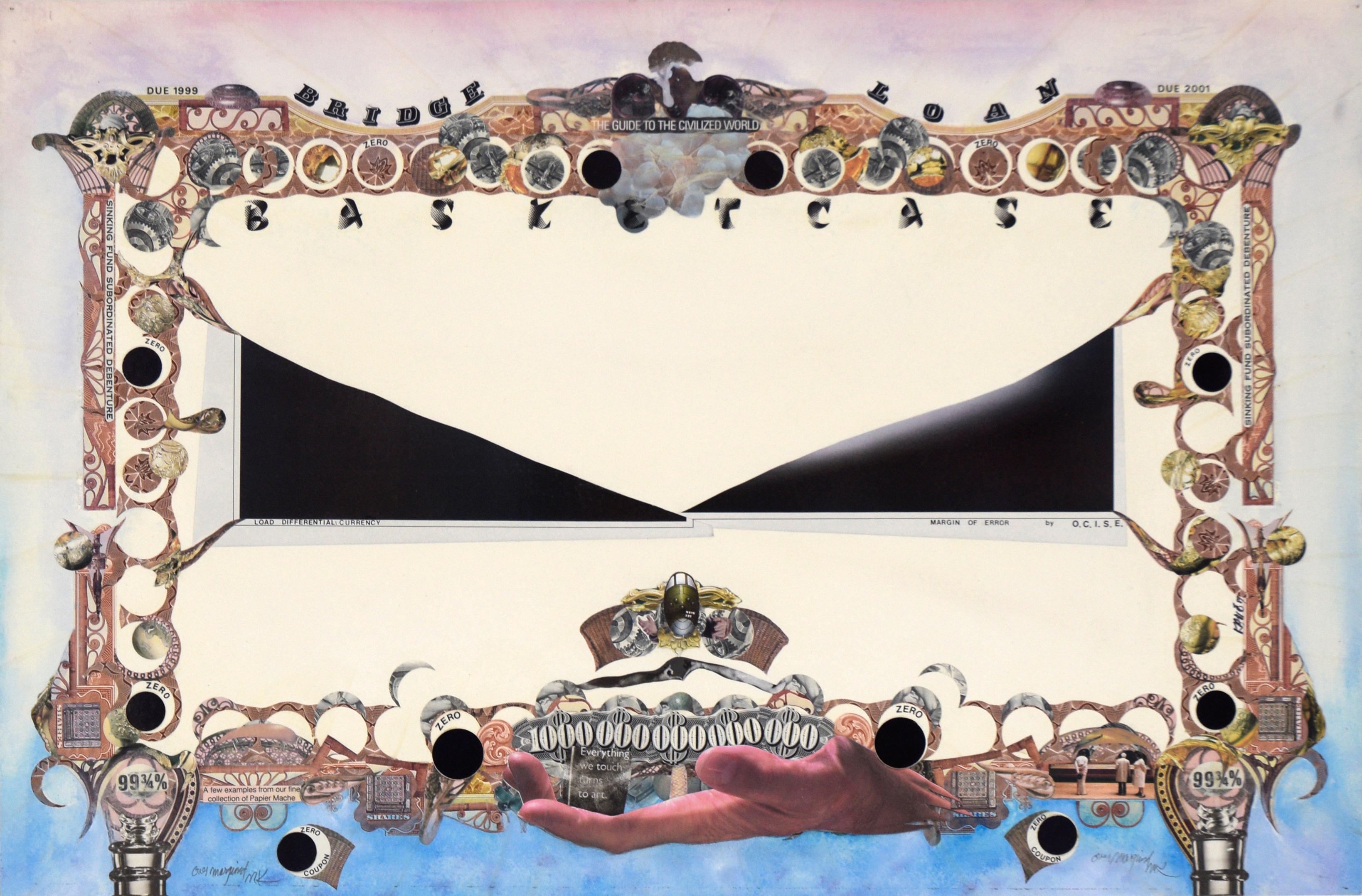 „Bridge Loan (Bridge Loan)“ Satirische Bond-Papierarbeiten-Collage – Sculpture von Mickey 