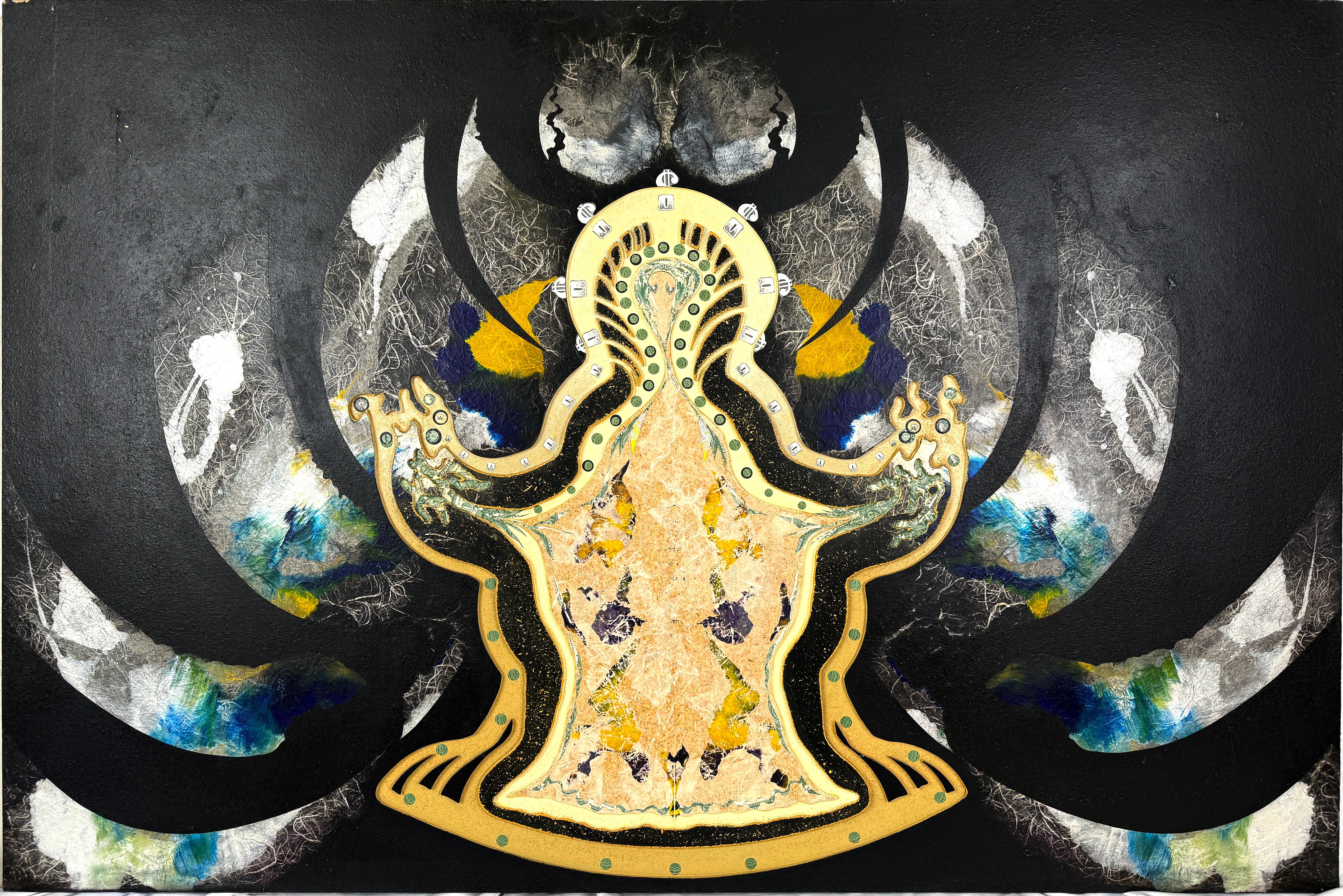 Mickey "Kano" Kane Abstract Sculpture - "Marginal Madonna" Abstract Relief with Rorschach Patterns Sculpture