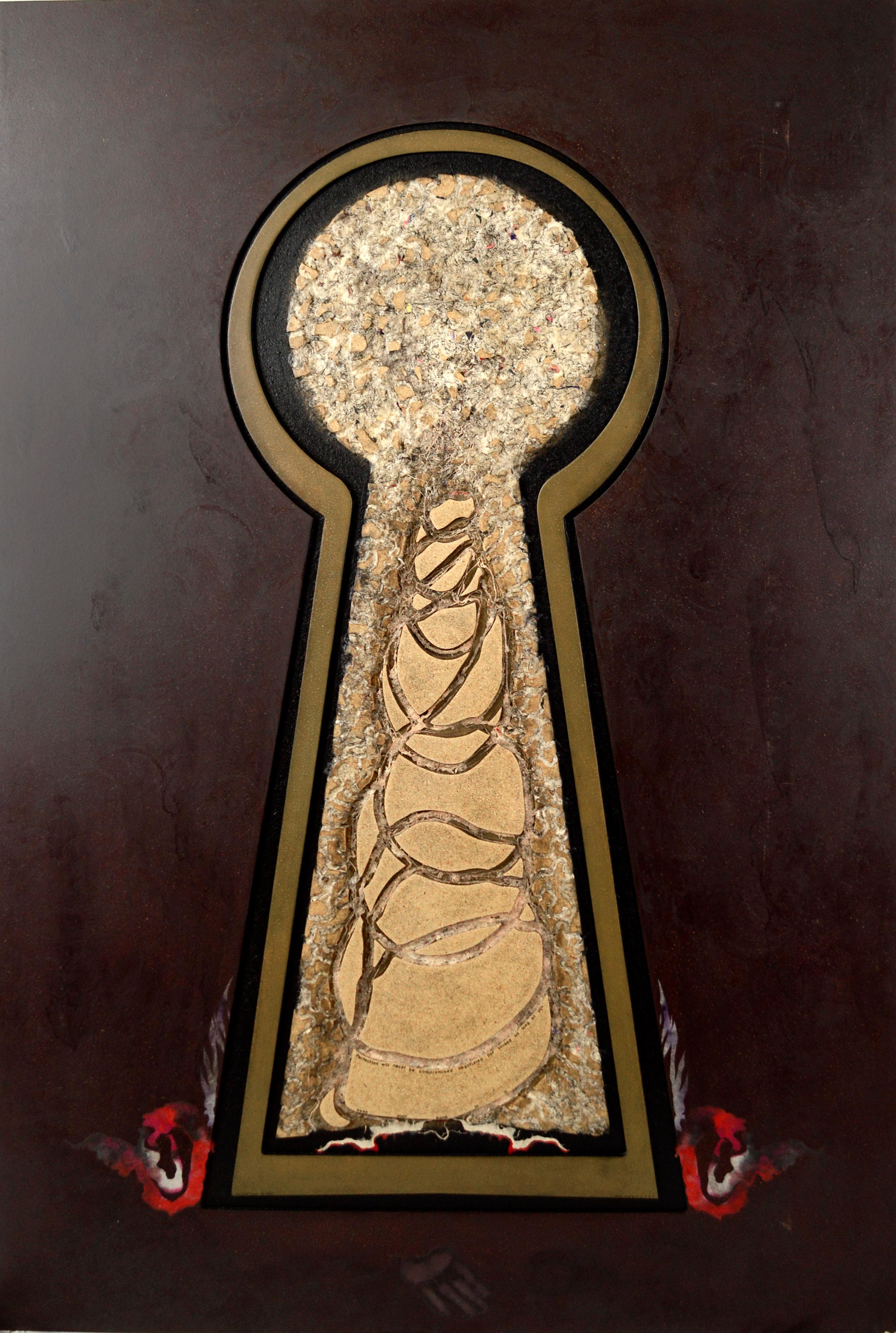 "Vous avez le droit de garder le silence" Panneau de bois Peinture et sculpture originales