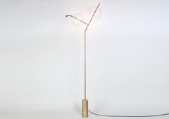 Mickey Minimal Sculptural Floor Lamp Dimmable Touch Sensor Brushed Brass, Glass