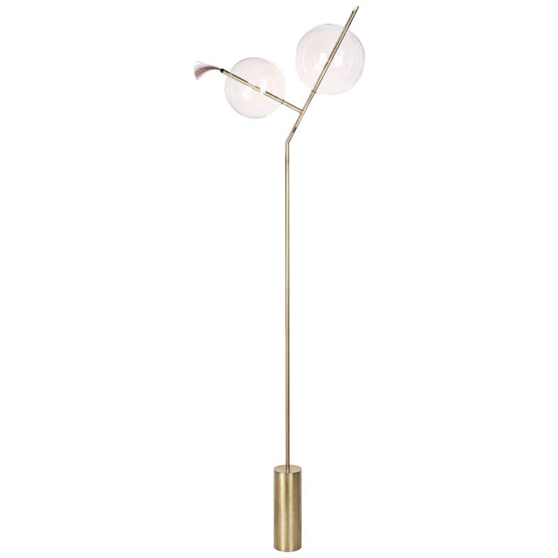 Mickey Black Minimal Sculptural Floor Lamp Dimmable Touch Sensor Brass ...
