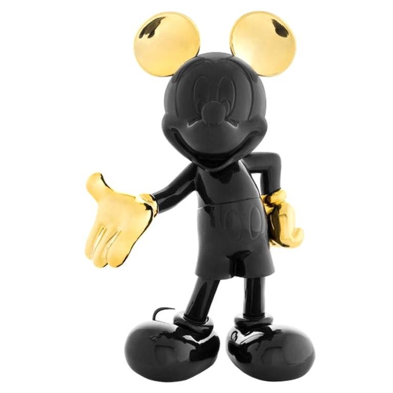 In stock in Los Angeles, Mickey Mouse Black and Gold Pop Sculpture Figurine For Sale