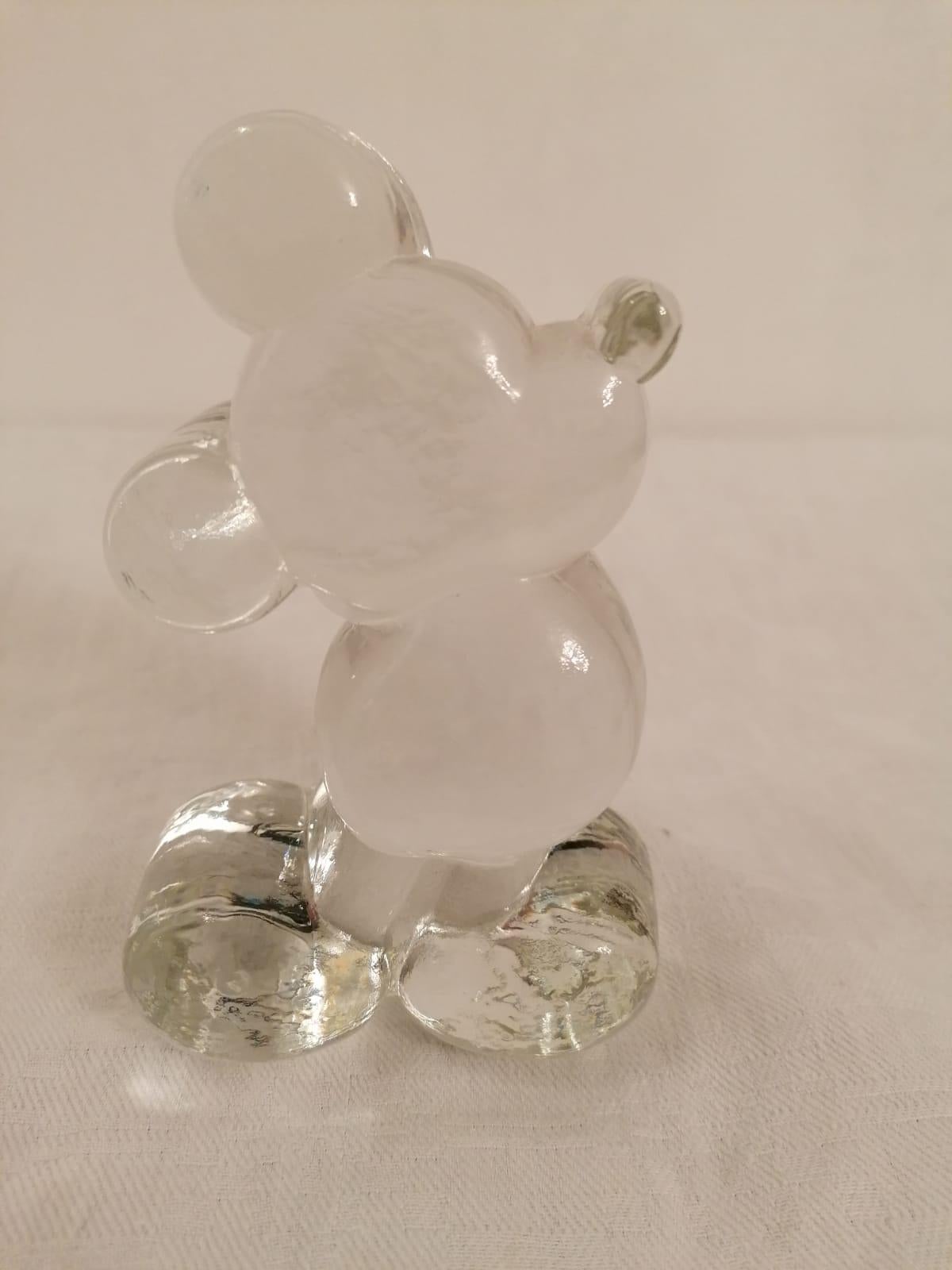 Mid-Century Modern Mickey Mouse Glass Figurine, Paperweight For Sale