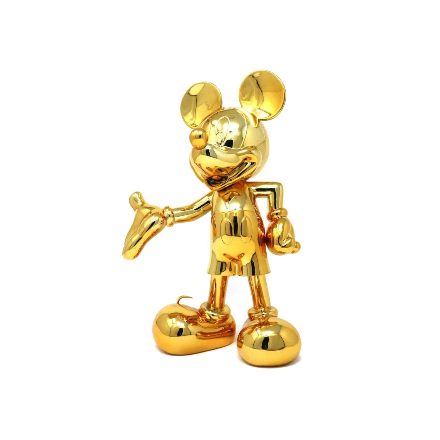Contemporary In Stock in Los Angeles, Mickey Mouse Metallic Chrome Gold, Pop Figurine