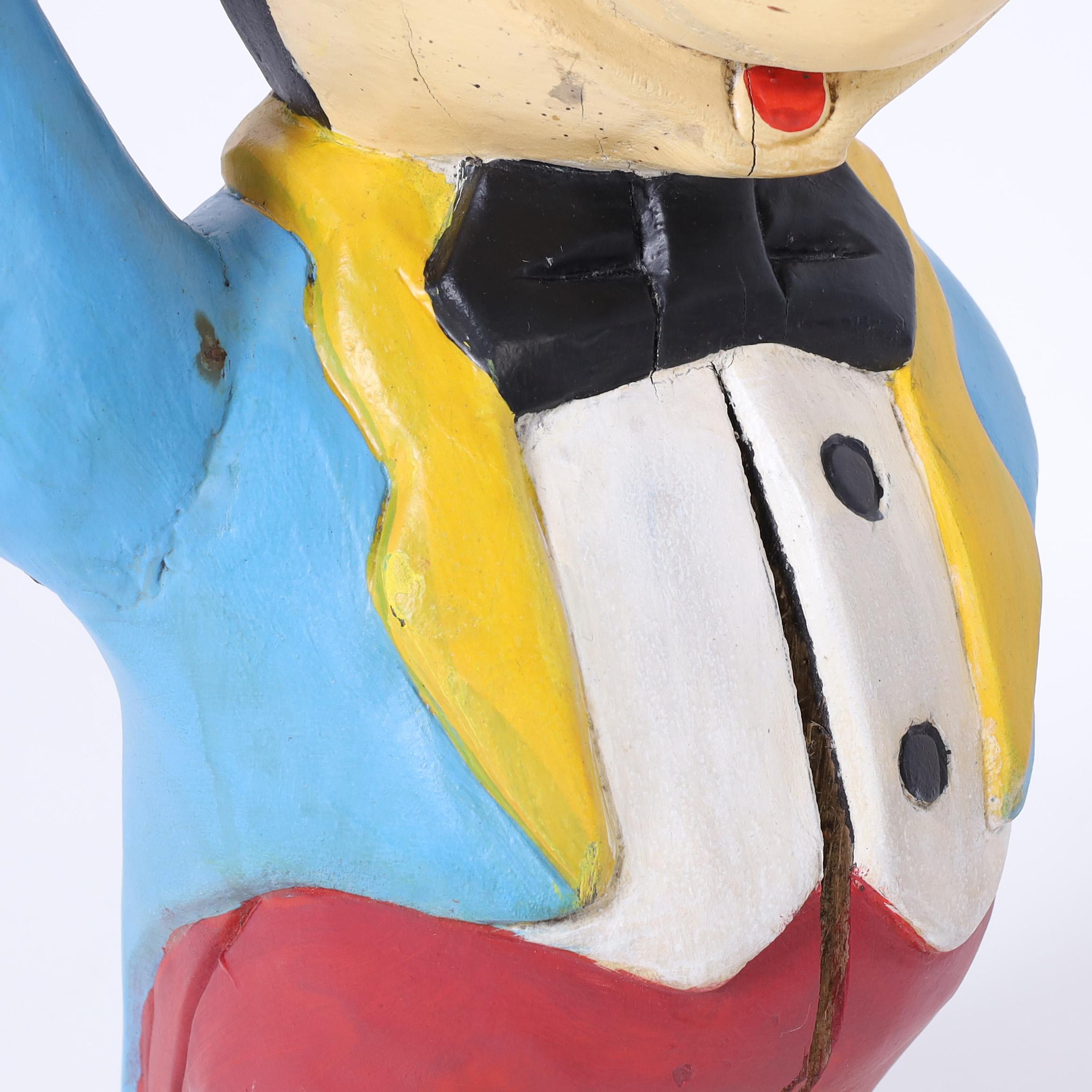 20th Century Mickey Mouse Vintage Wood Sculpture For Sale