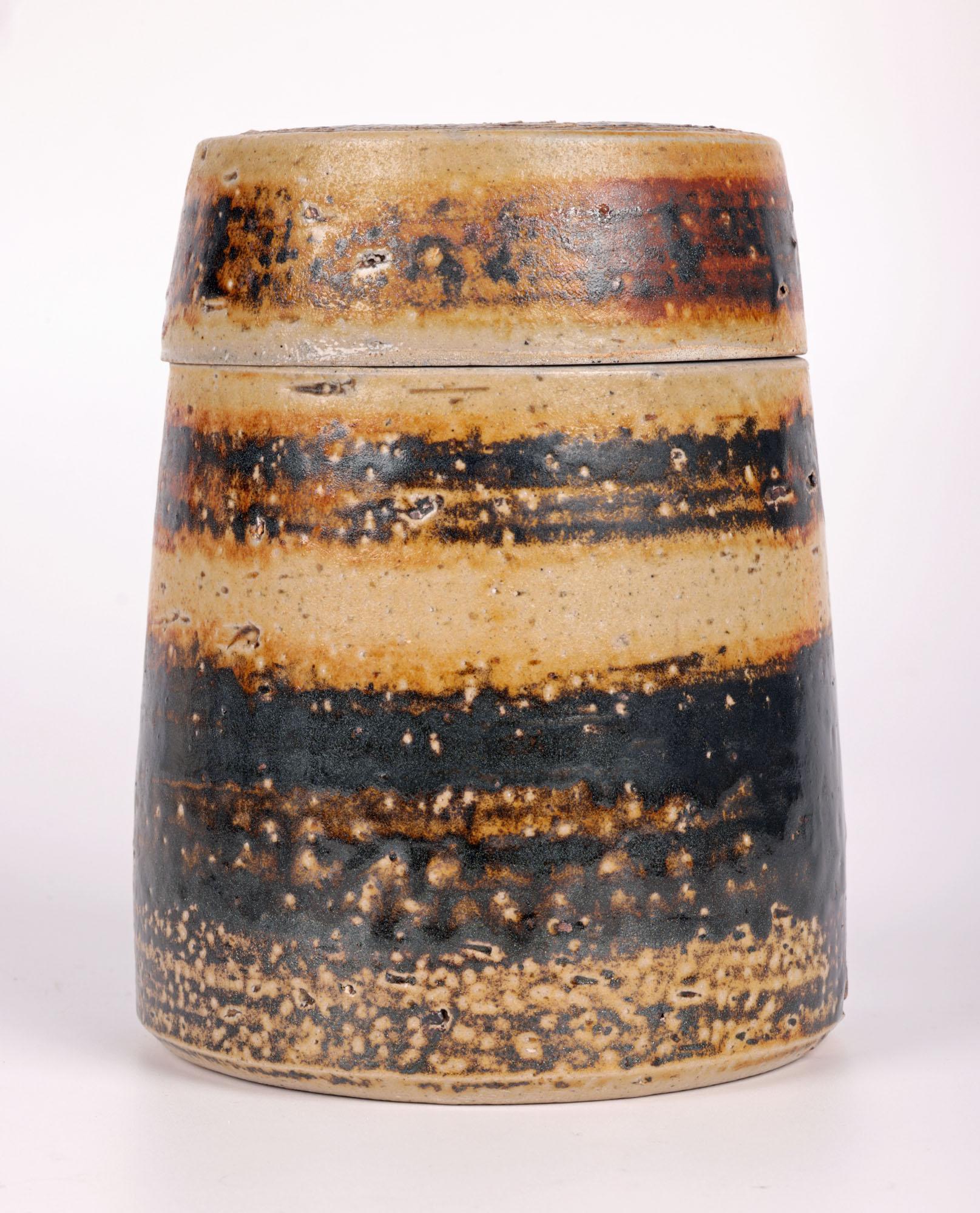 Stoneware Micki Schloessingk Salt Glazed Studio Pottery Lidded Vessel For Sale