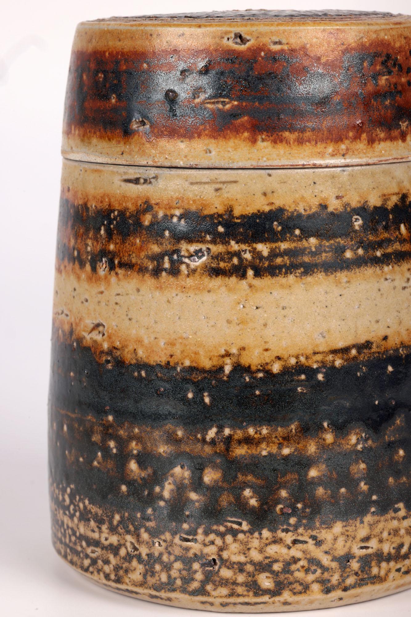 Micki Schloessingk Salt Glazed Studio Pottery Lidded Vessel For Sale 2