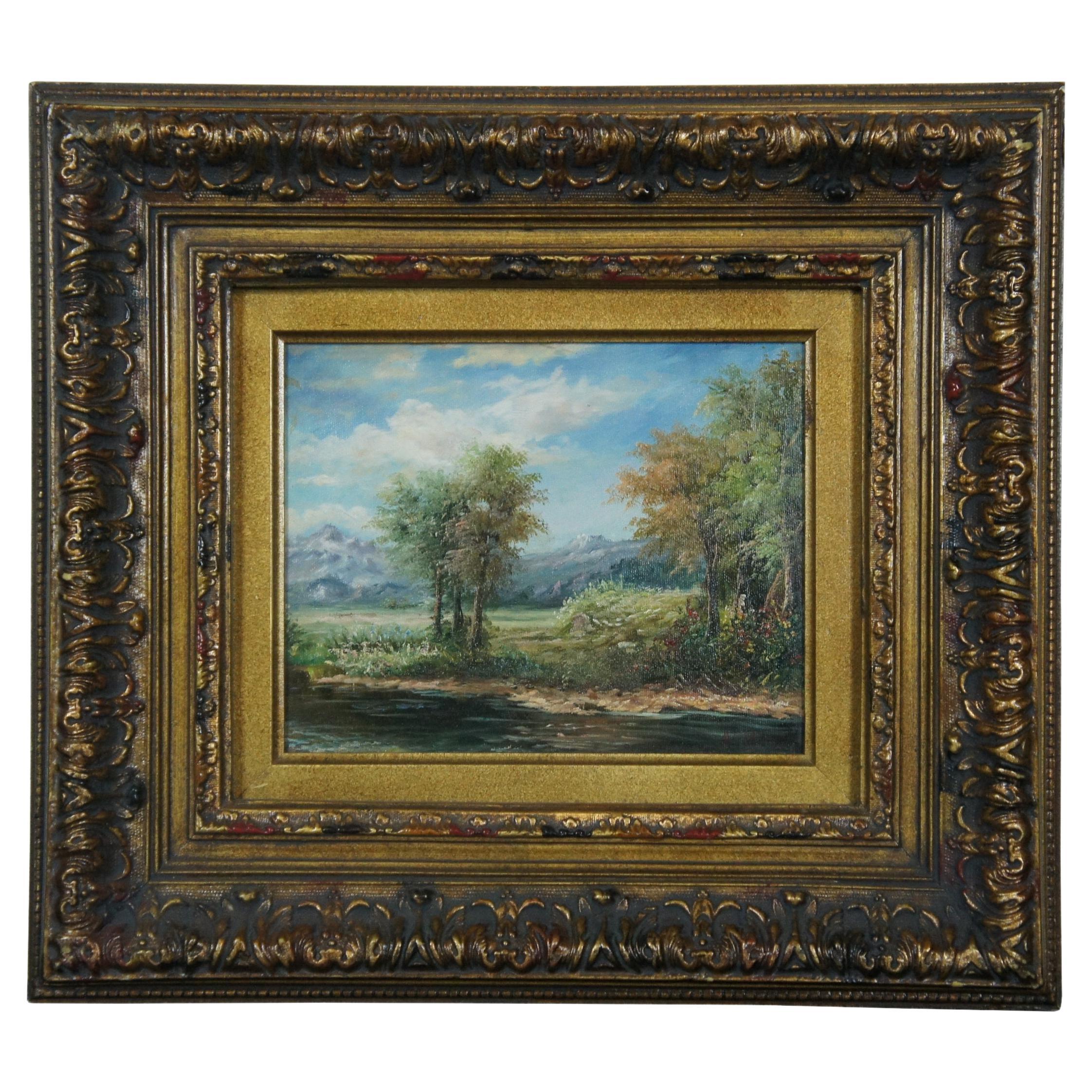 Micky Lee Countryside Landscape Riverscape Oil Painting on Canvas 19"