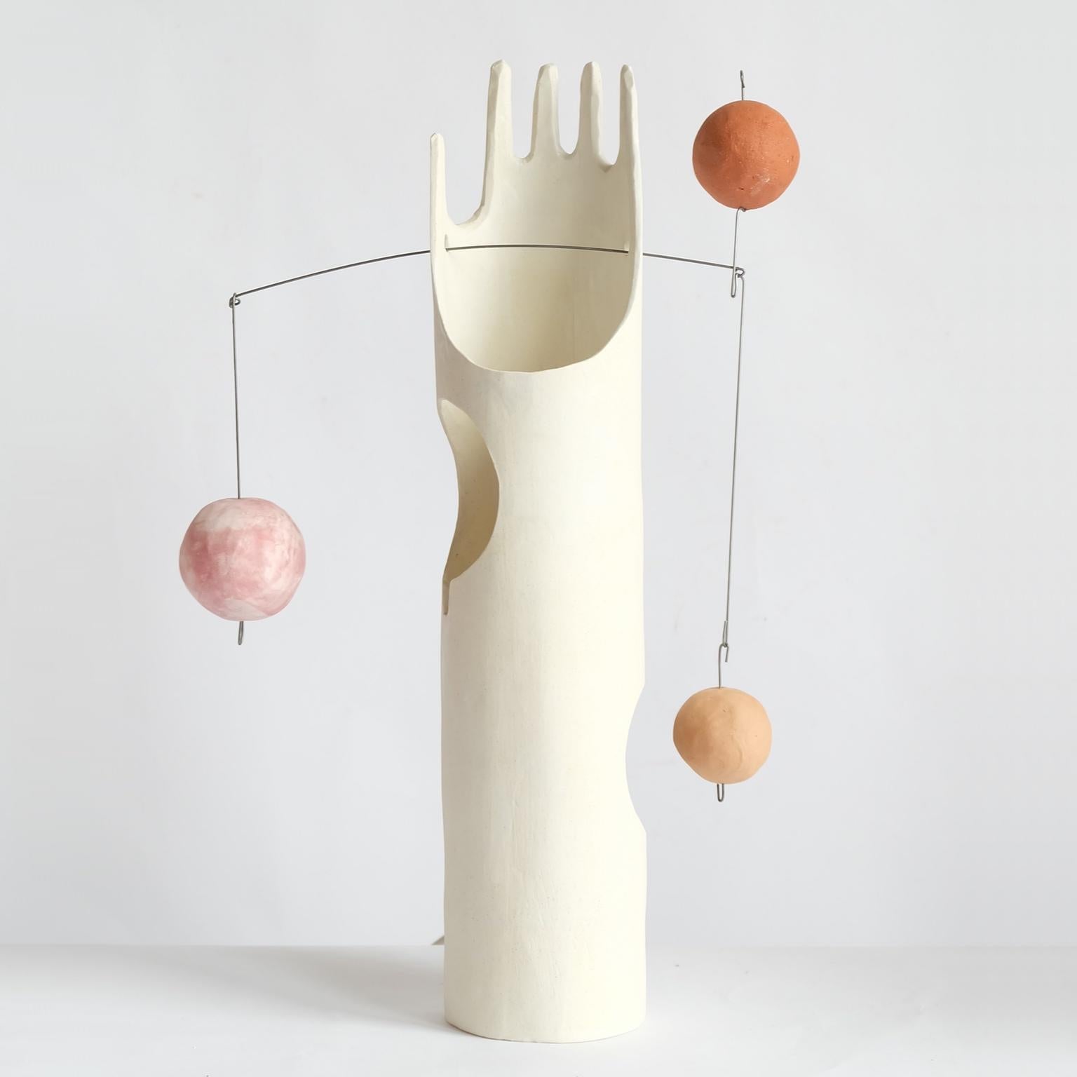Mico:: lampe de table sculpturale contemporaine en céramique fabriquée à la main en blanc mat Neuf - En vente à Brooklyn, NY