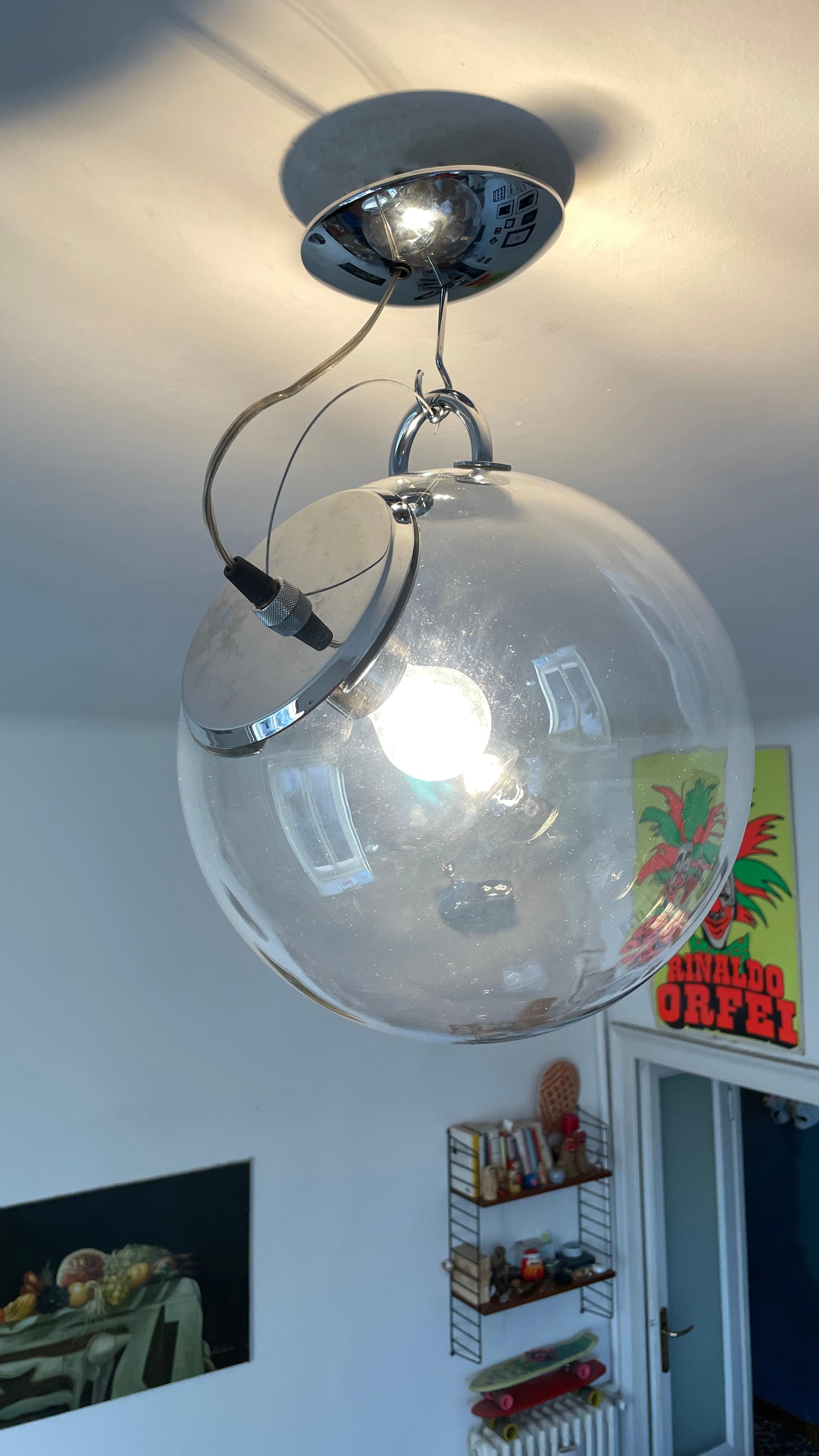 Stainless Steel Miconos ceiling lamp, Ernesto Gismondi for Artemide For Sale