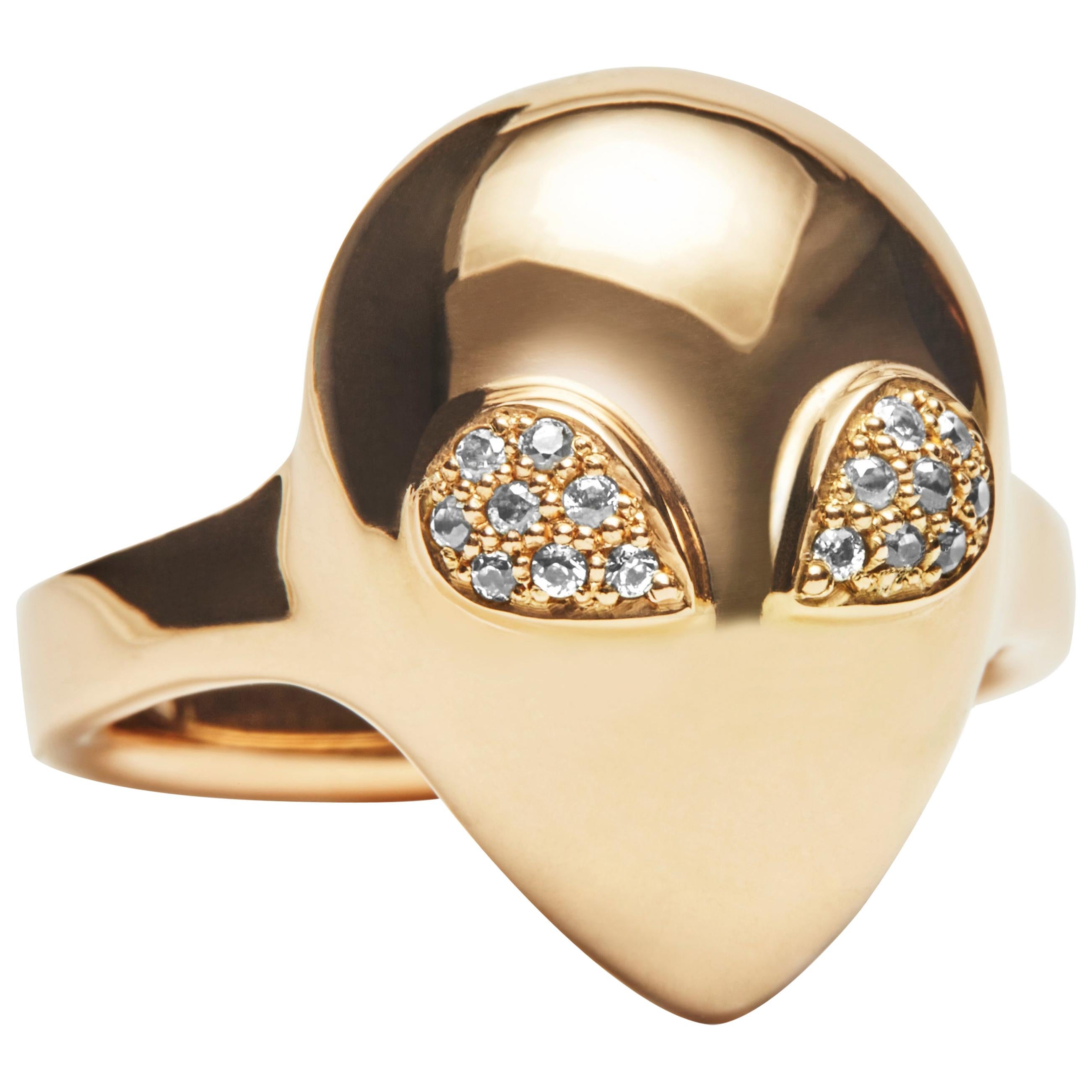 Micro Alien Ring, 14 Karat Rose Gold Diamond Ring