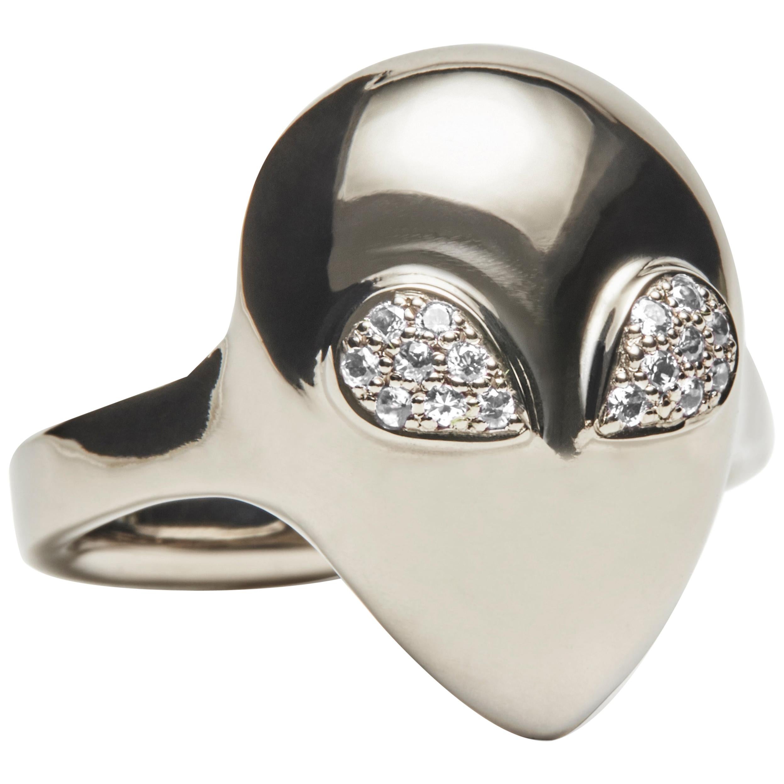 Micro Alien Ring, 14 Karat White Gold Diamond Ring