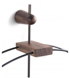 Modern Wall Clock by Designer Nomon, Black Fiberglass & Brass, Spain