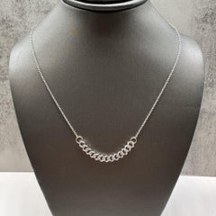 Micro Cuban Diamond Necklace 14K White Gold 0.25ctw 17.5in New