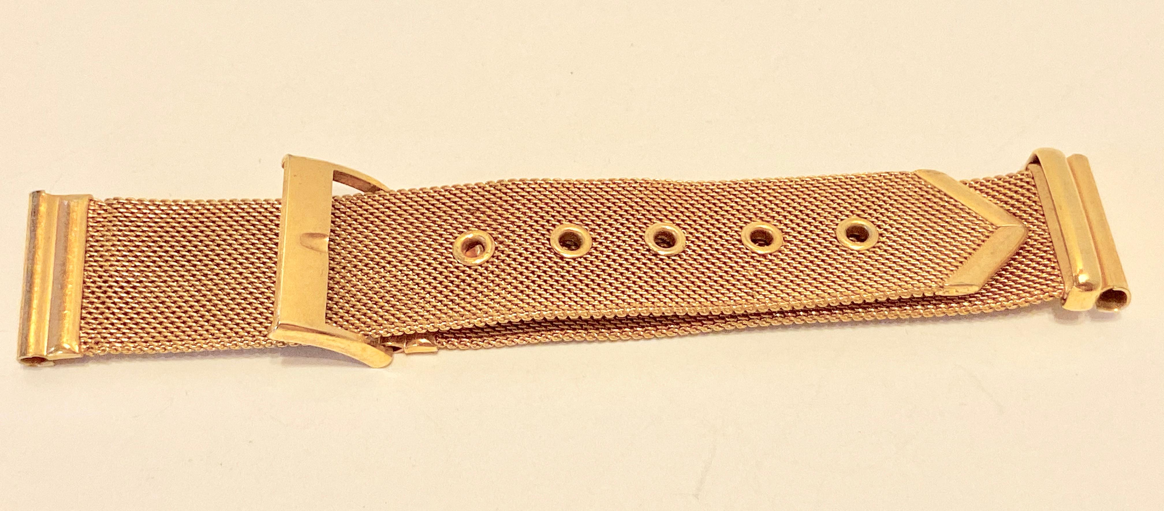 Micro Gold Hardware Mesh 'Buckle' Style Adjustable Watch Strap For Sale 2