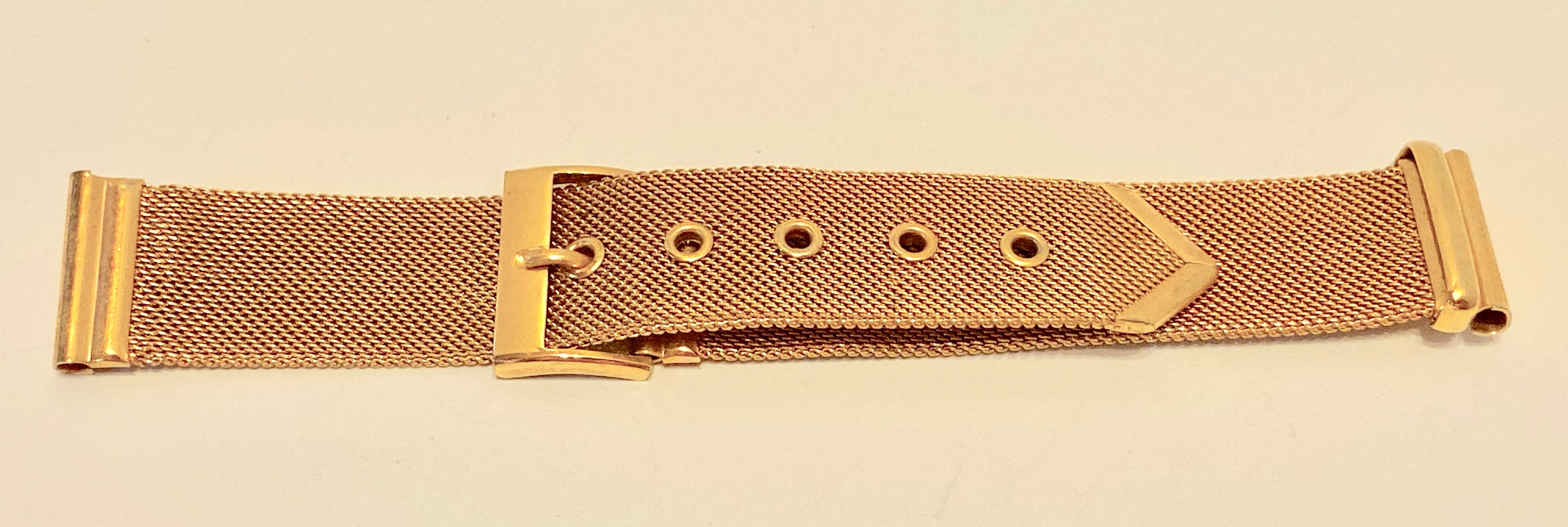 Micro Gold Hardware Mesh 'Buckle' Style Adjustable Watch Strap For Sale 3