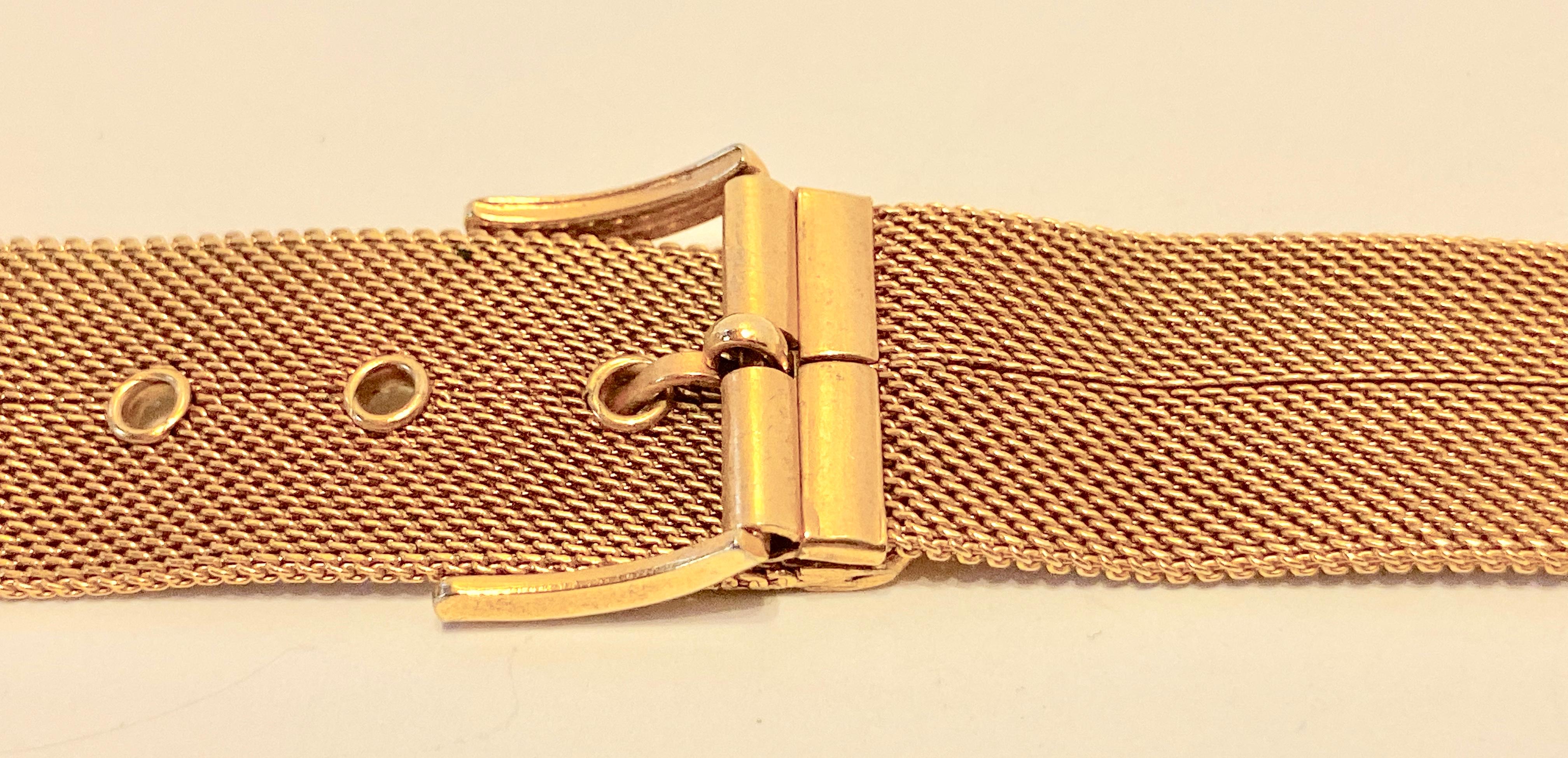 Micro Gold Hardware Mesh 'Buckle' Style Adjustable Watch Strap In Good Condition For Sale In New York, NY