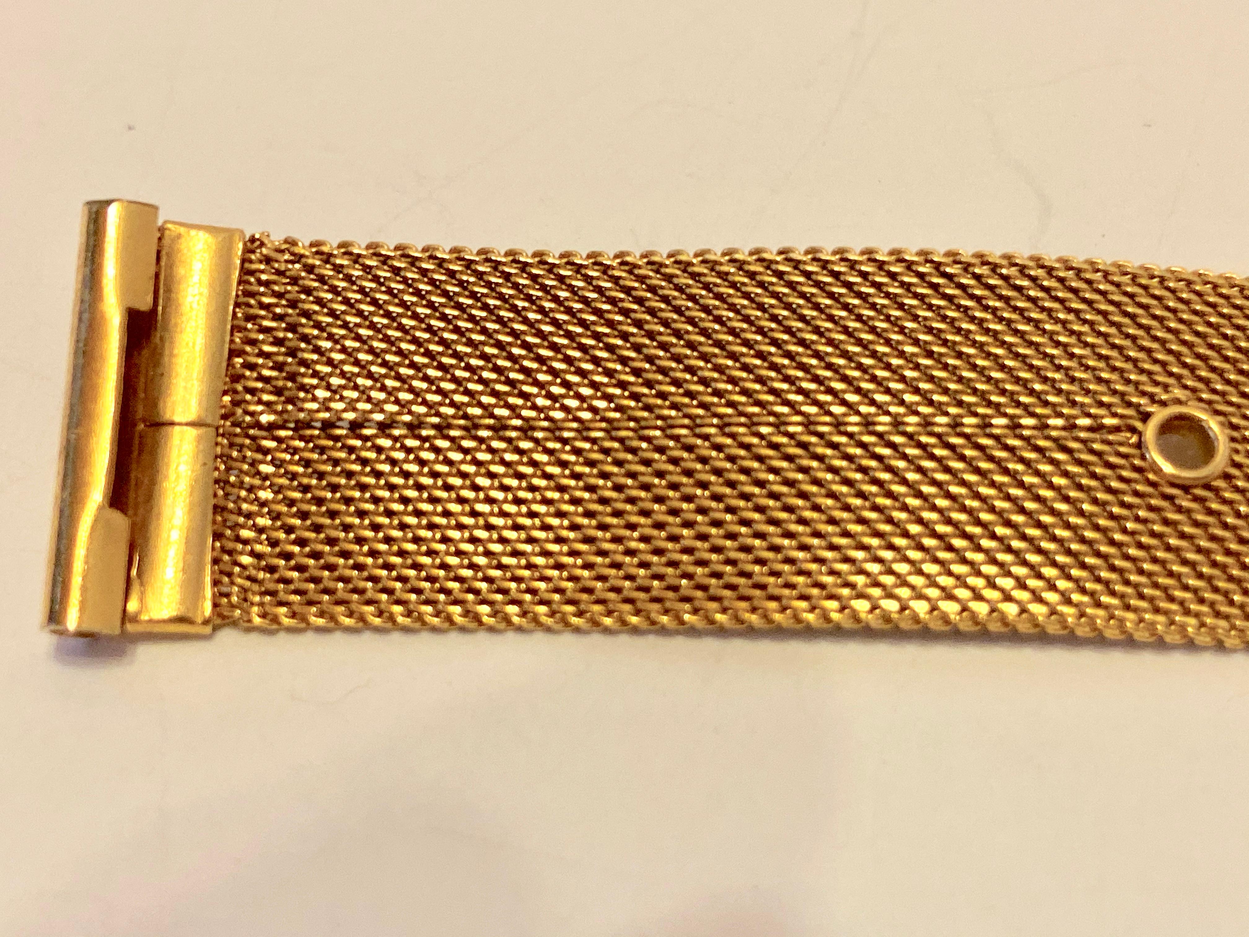 Micro Gold Hardware Mesh 'Buckle' Style Adjustable Watch Strap For Sale 1