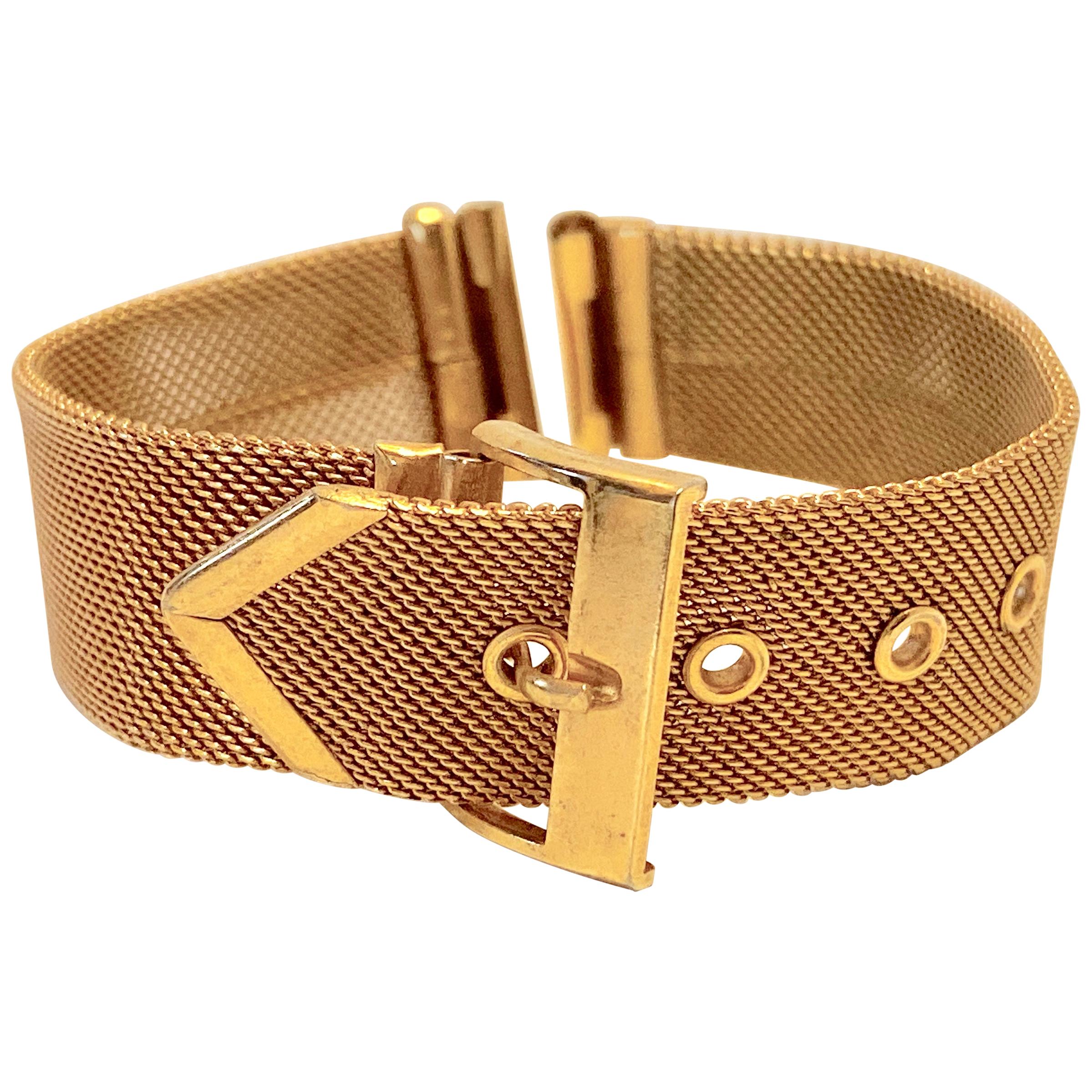 Micro Gold Hardware Mesh 'Buckle'-Stil Verstellbares Uhrenarmband im Angebot