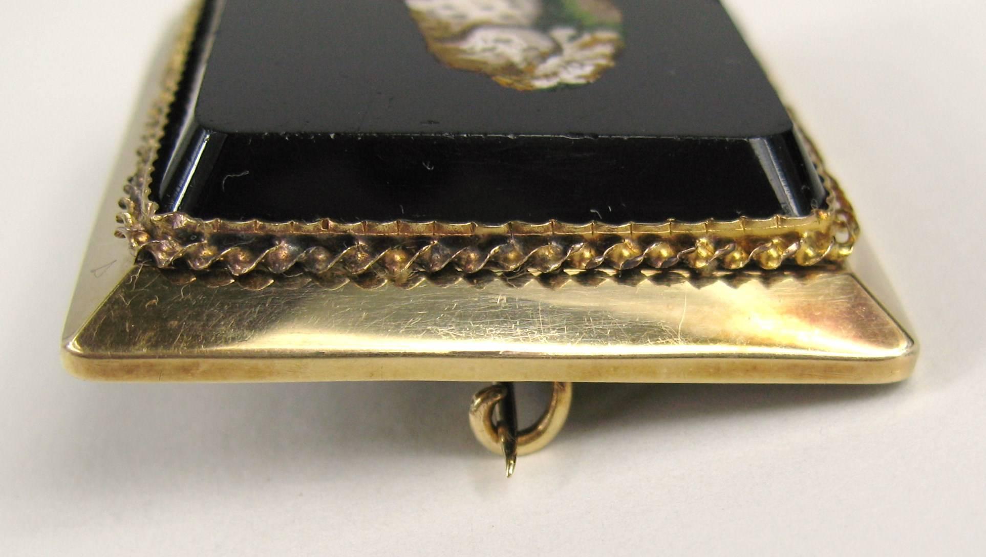 Mikro-Mosaik-Anhänger-Brosche aus 15 Karat Gold von King Charles Spaniel im Angebot 5