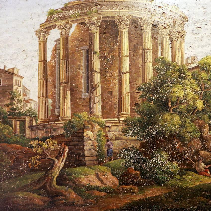 Italian Micro-Mosaic by G. Rinaldi, Temple of Vesta and of Sibyl in Tivoli, circa 1810