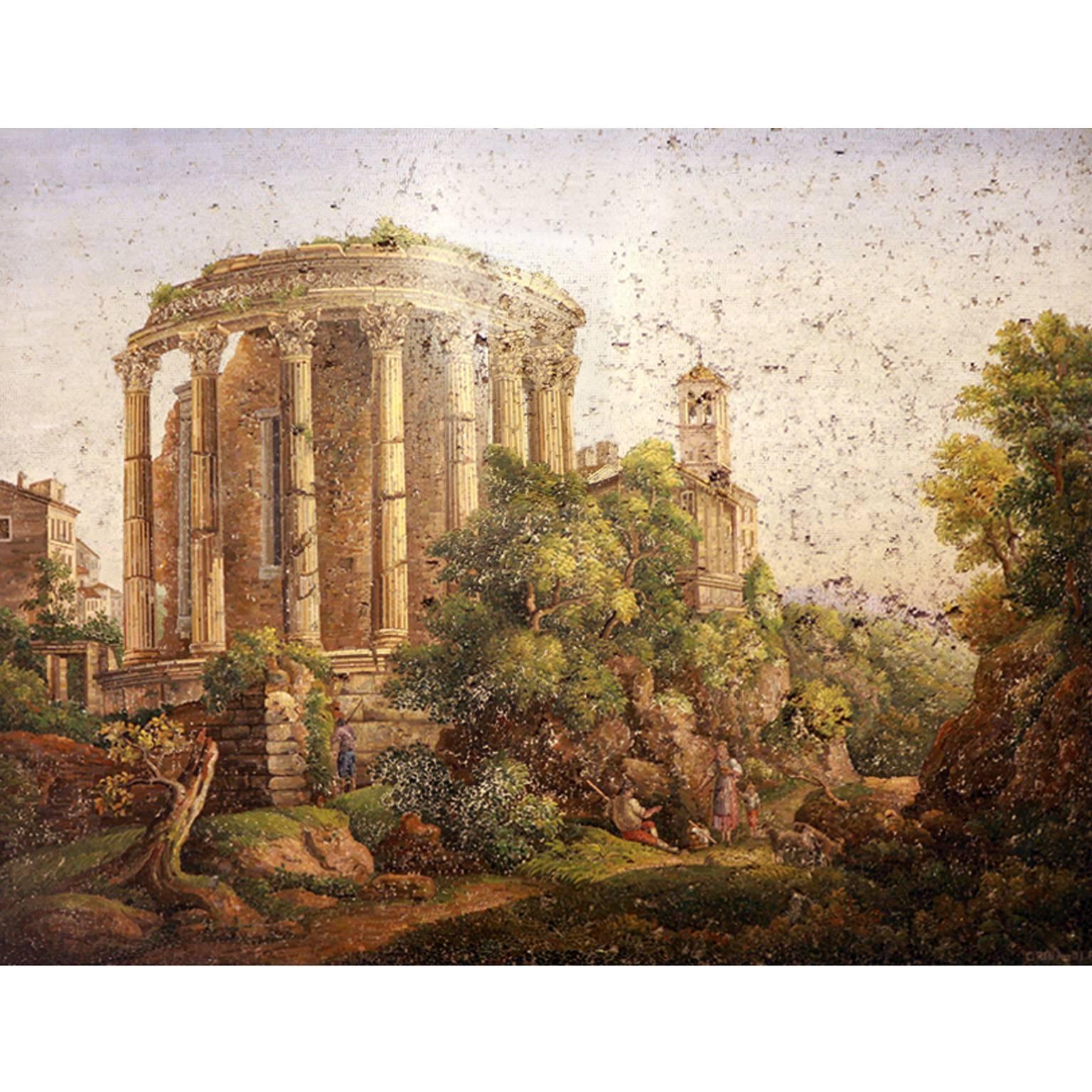 Micro-Mosaic by G. Rinaldi, Temple of Vesta and of Sibyl in Tivoli, circa 1810