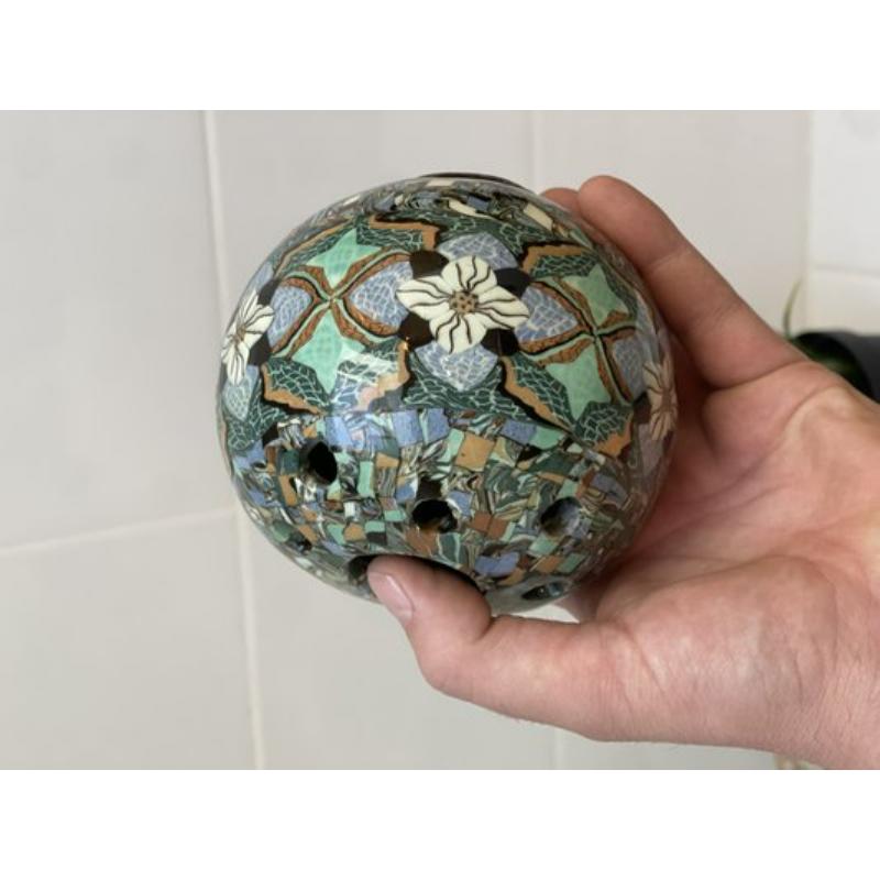French Micro-Mosaic Ceramic Vase by Jean Gerbino for Vallauris, France, 1950s For Sale