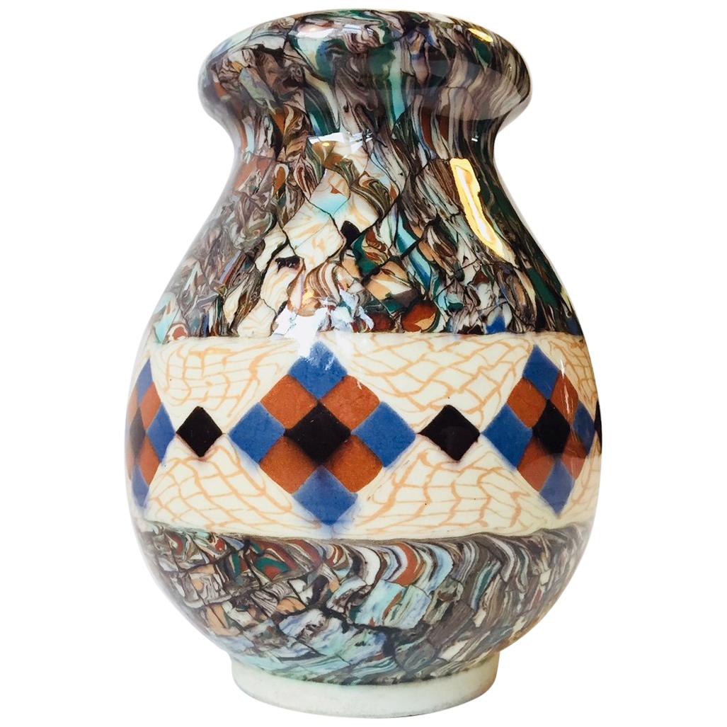 Micro Mosaic Ceramic Vase by Jean Gerbino for Vallauris, France, circa 1950 For Sale
