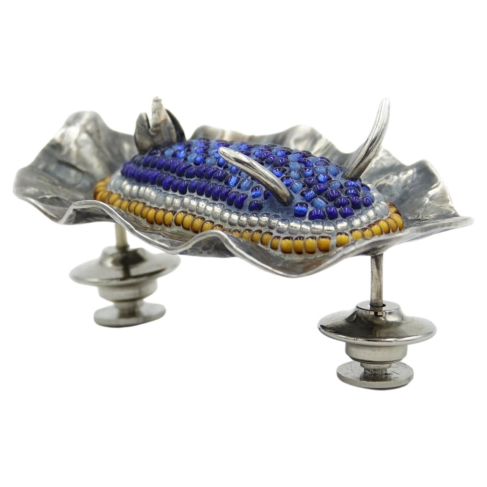 Micro-Mosaic Chromodoris Nudibranch Brooch by Courtney Denise Lipson For Sale