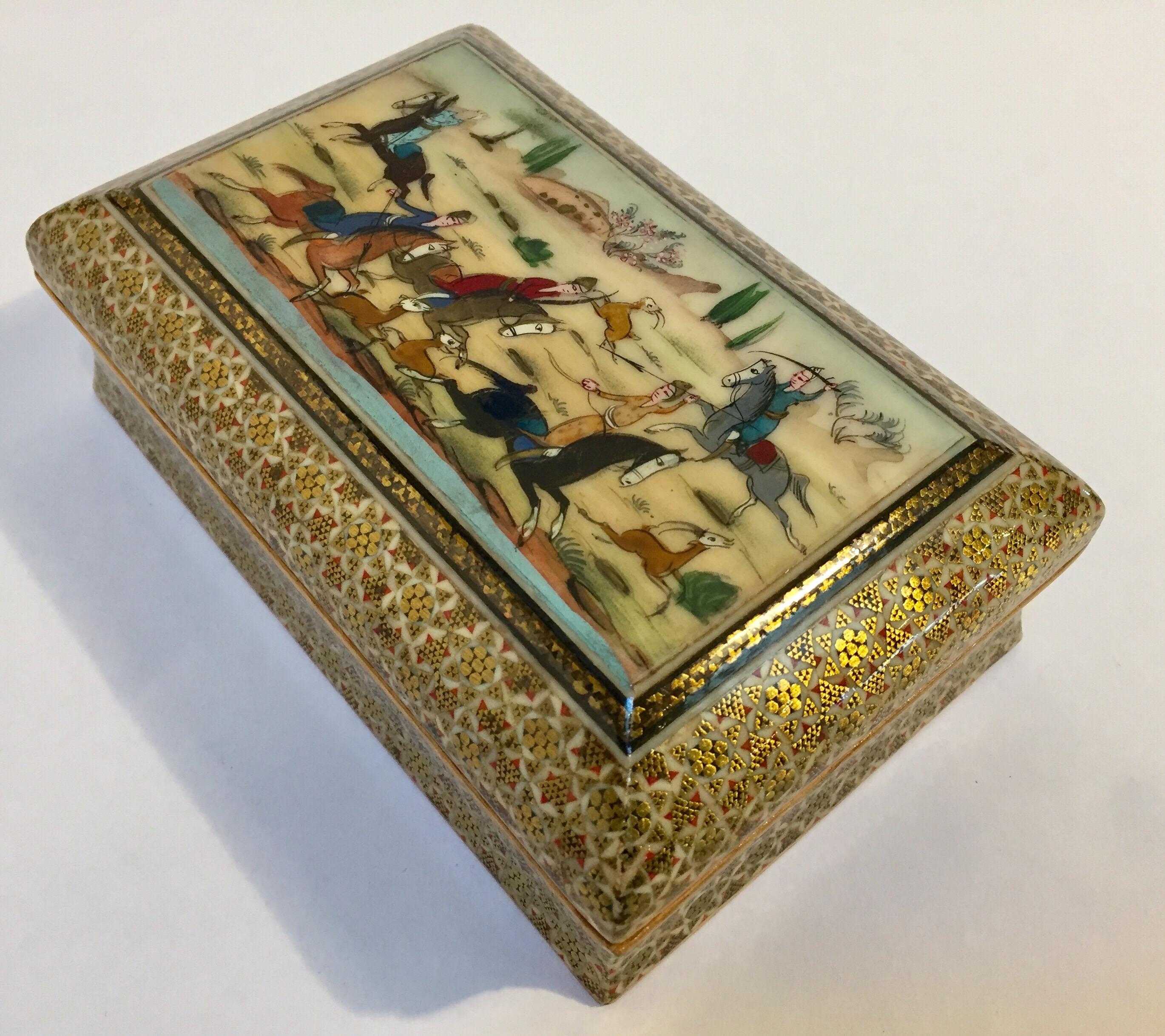 Micro Mosaic Indo Persian Inlaid Jewelry Trinket Box 5