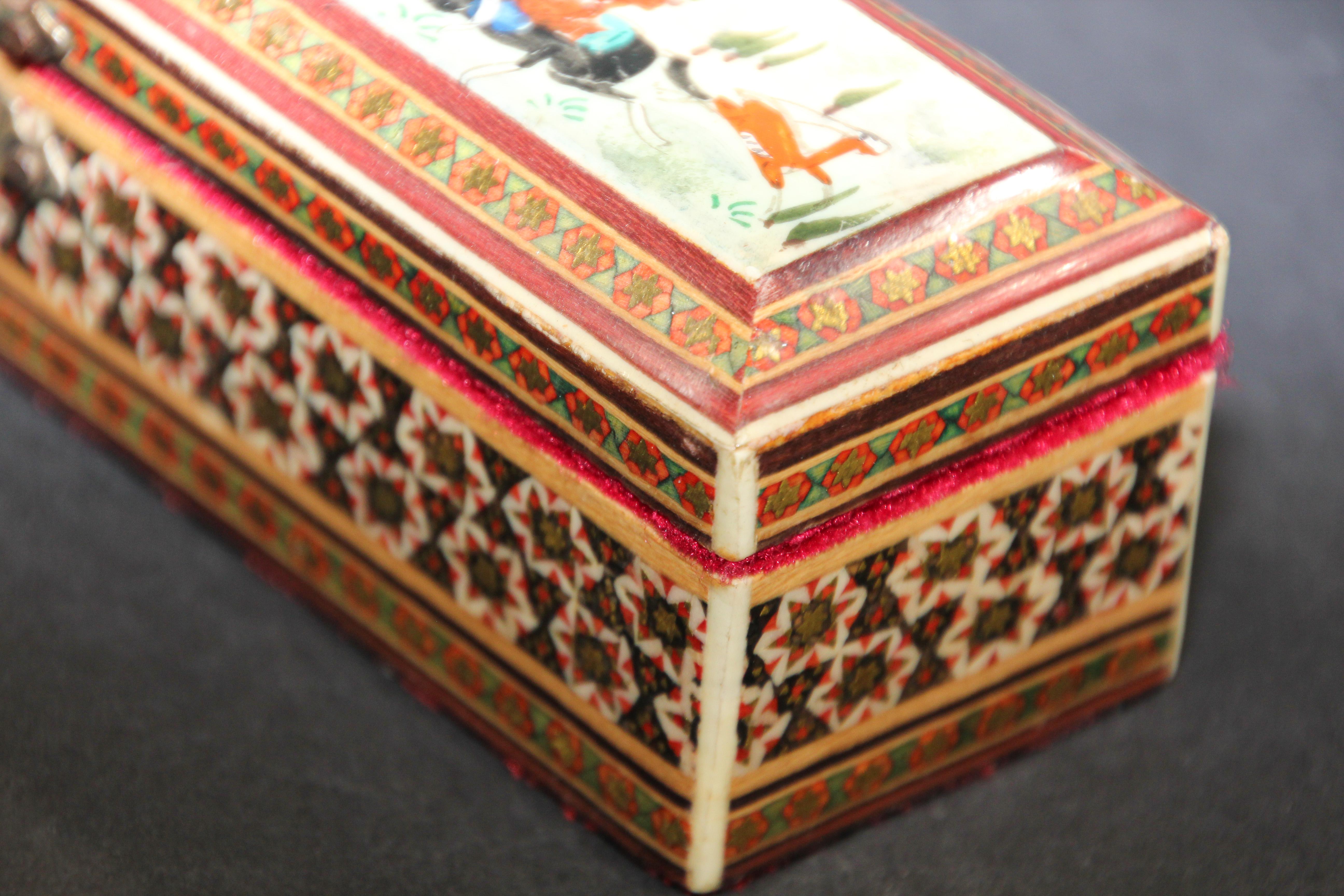 Micro Mosaic Indo Persian Moorish Inlaid Trinket Box 5