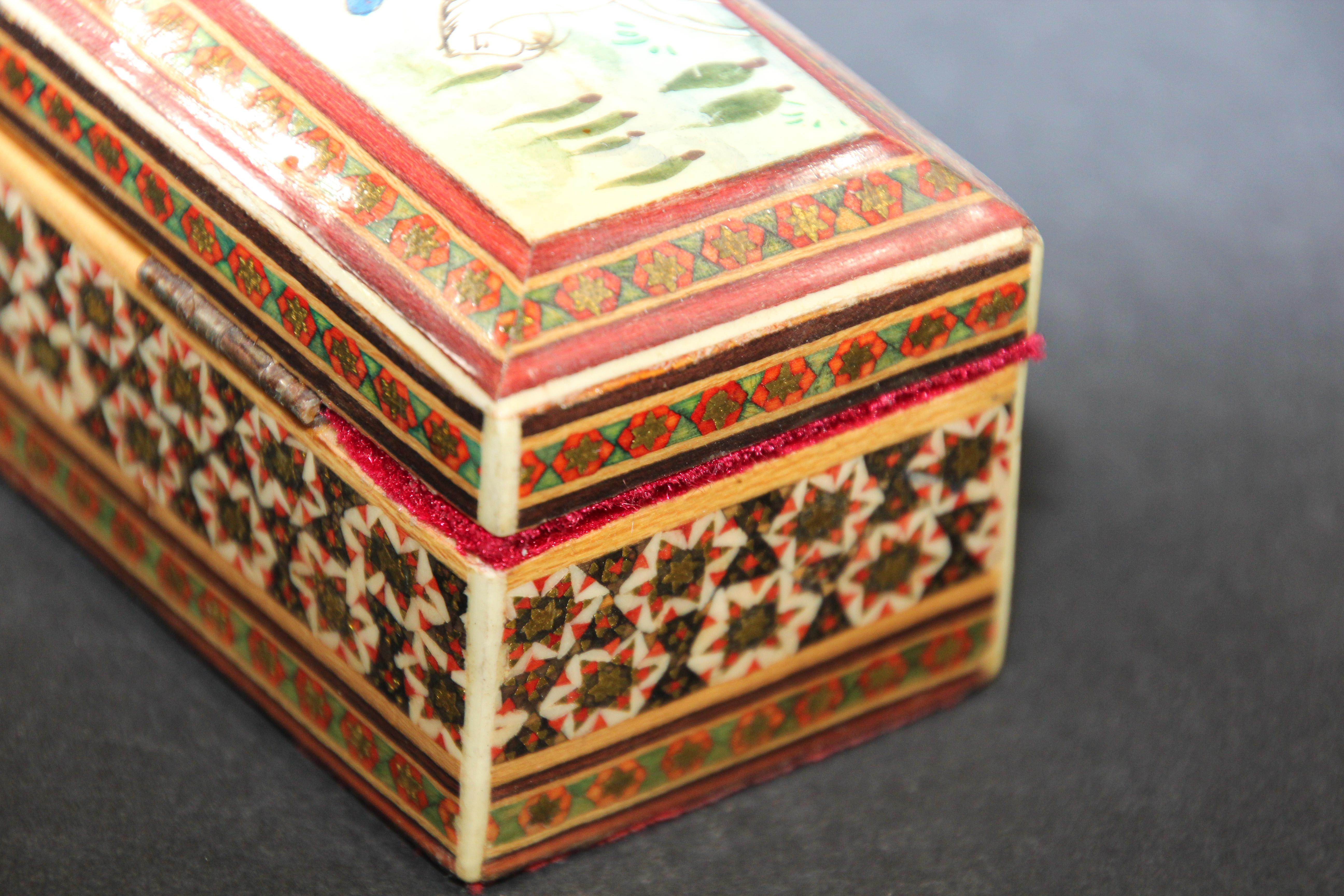 Micro Mosaic Indo Persian Moorish Inlaid Trinket Box 6