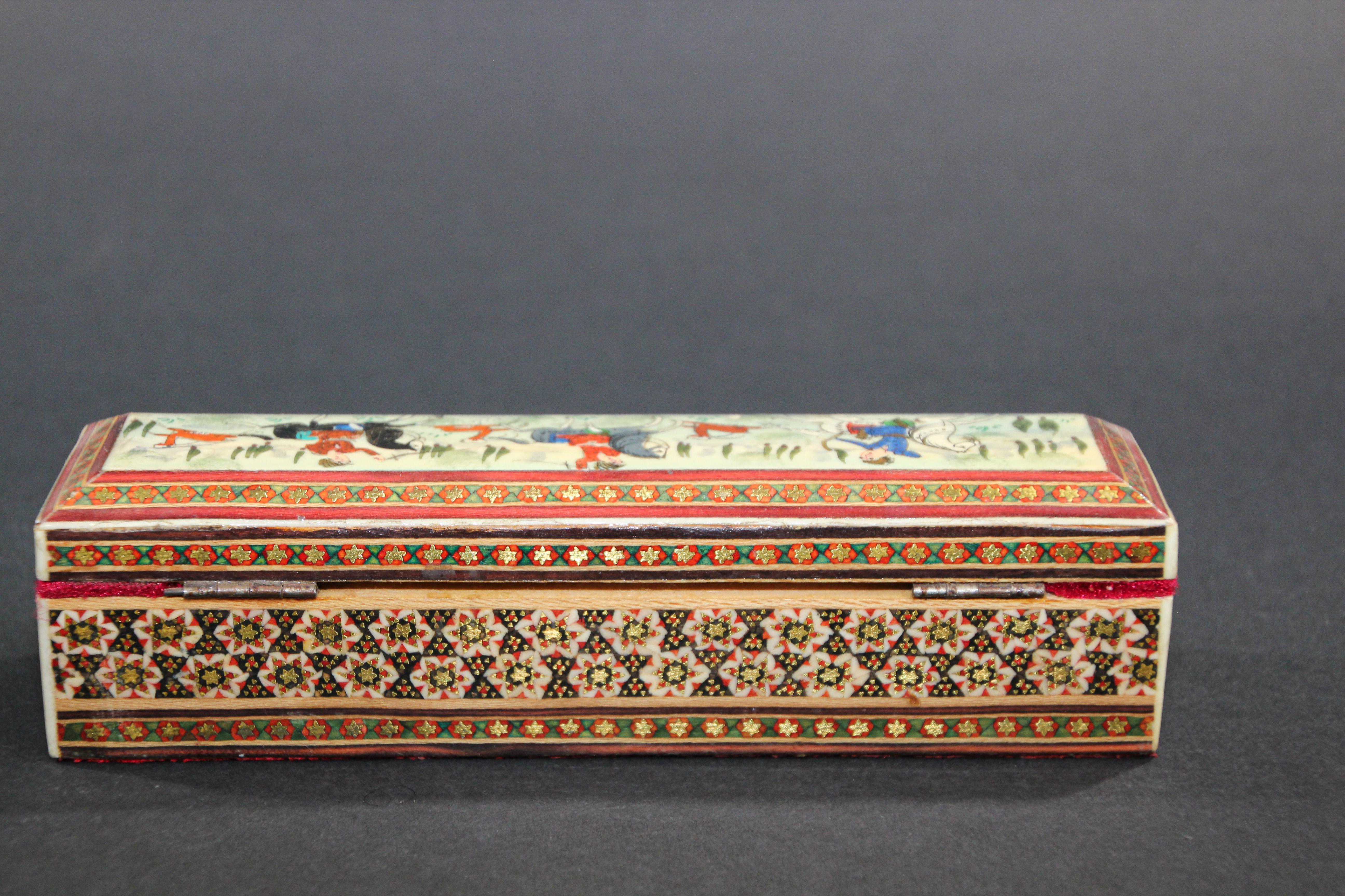 Micro Mosaic Indo Persian Moorish Inlaid Trinket Box 7