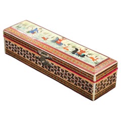 Boîte à bijoux indo-persane en micro-mosaïque incrustée de mauresque