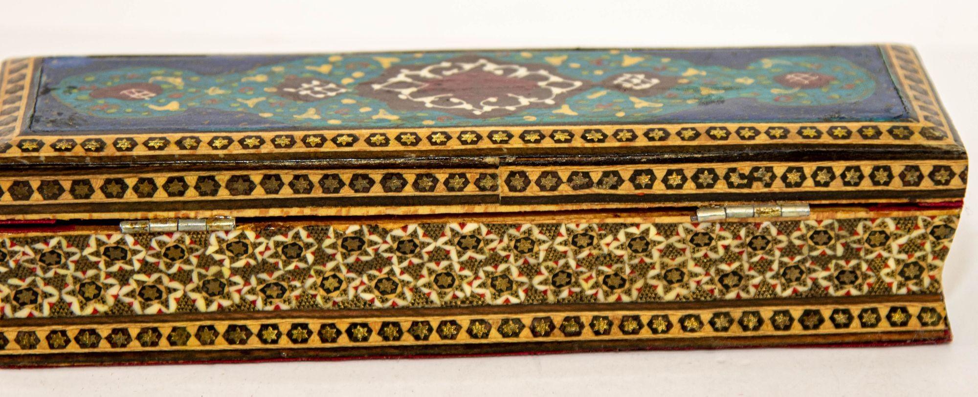 20th Century Micro Mosaic Moorish Inlaid Jewelry Pen Box For Sale