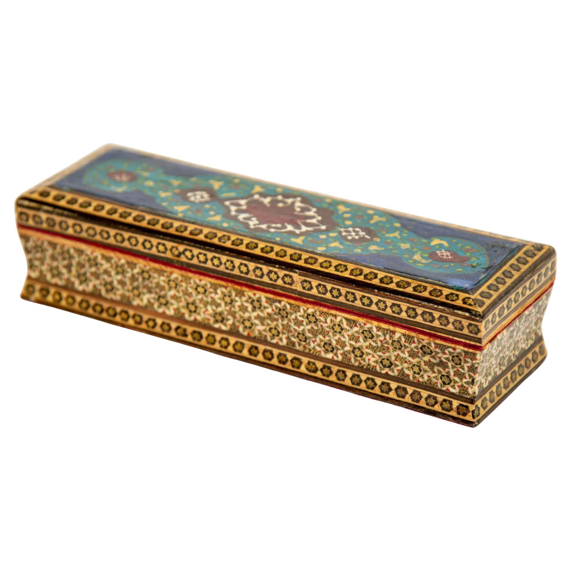 Micro Mosaic Moorish Inlaid Jewelry Pen Box For Sale