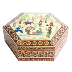 Vintage Khatam Persian Micro Mosaic Marquetry Inlaid Jewelry Trinket Box 1950's