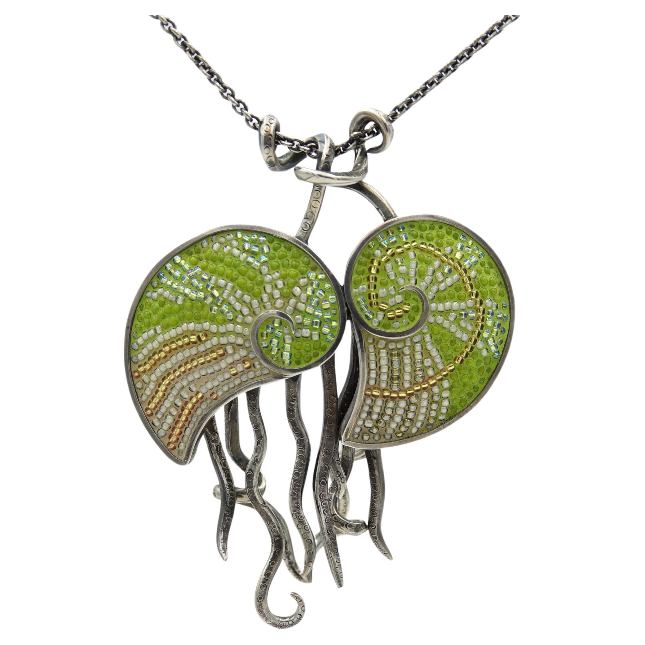 Micro-Mosaic Nautilove Pendant by Courtney Denise Lipson For Sale
