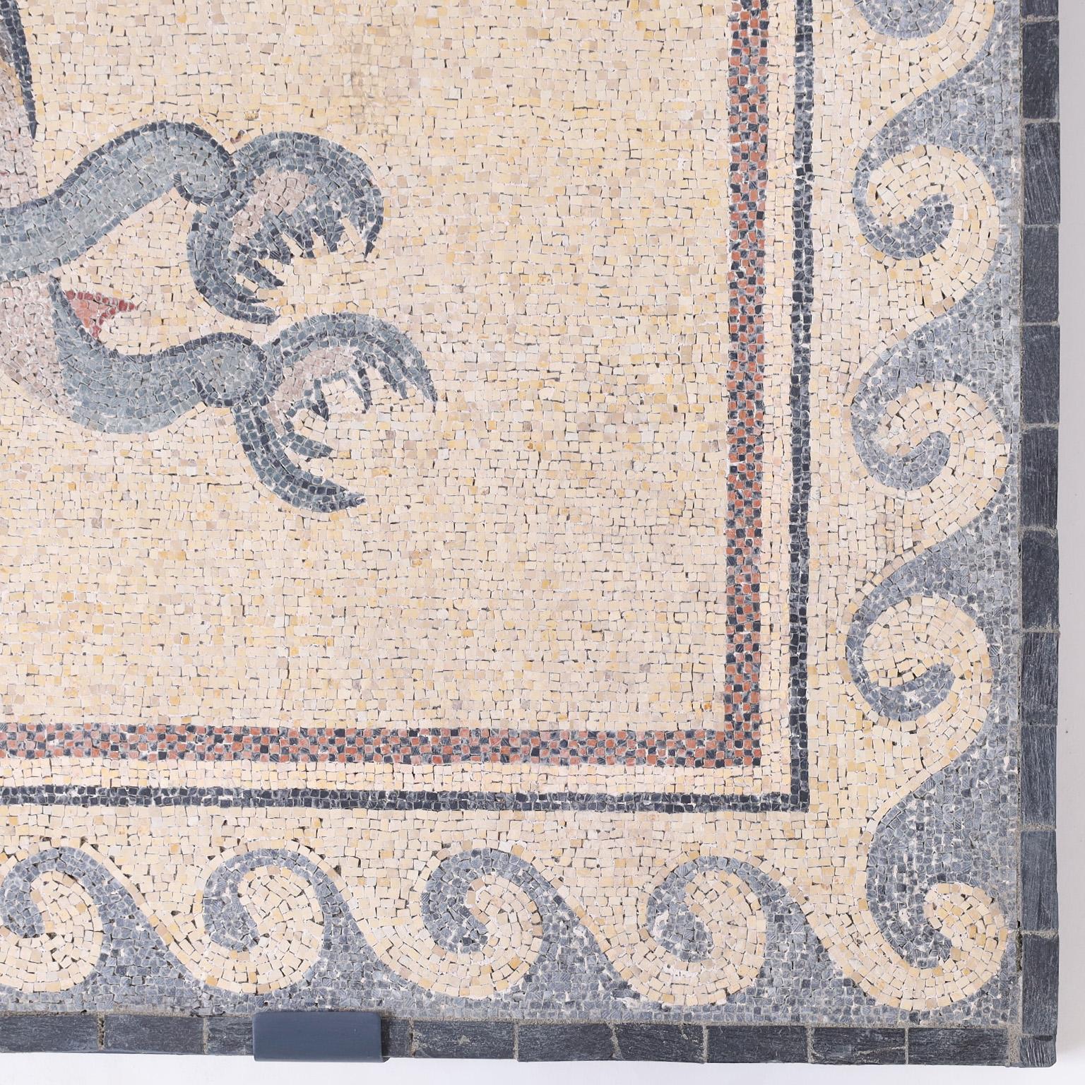 Italian Micro Mosaic Plaque of Eros Riding Two Dolphins