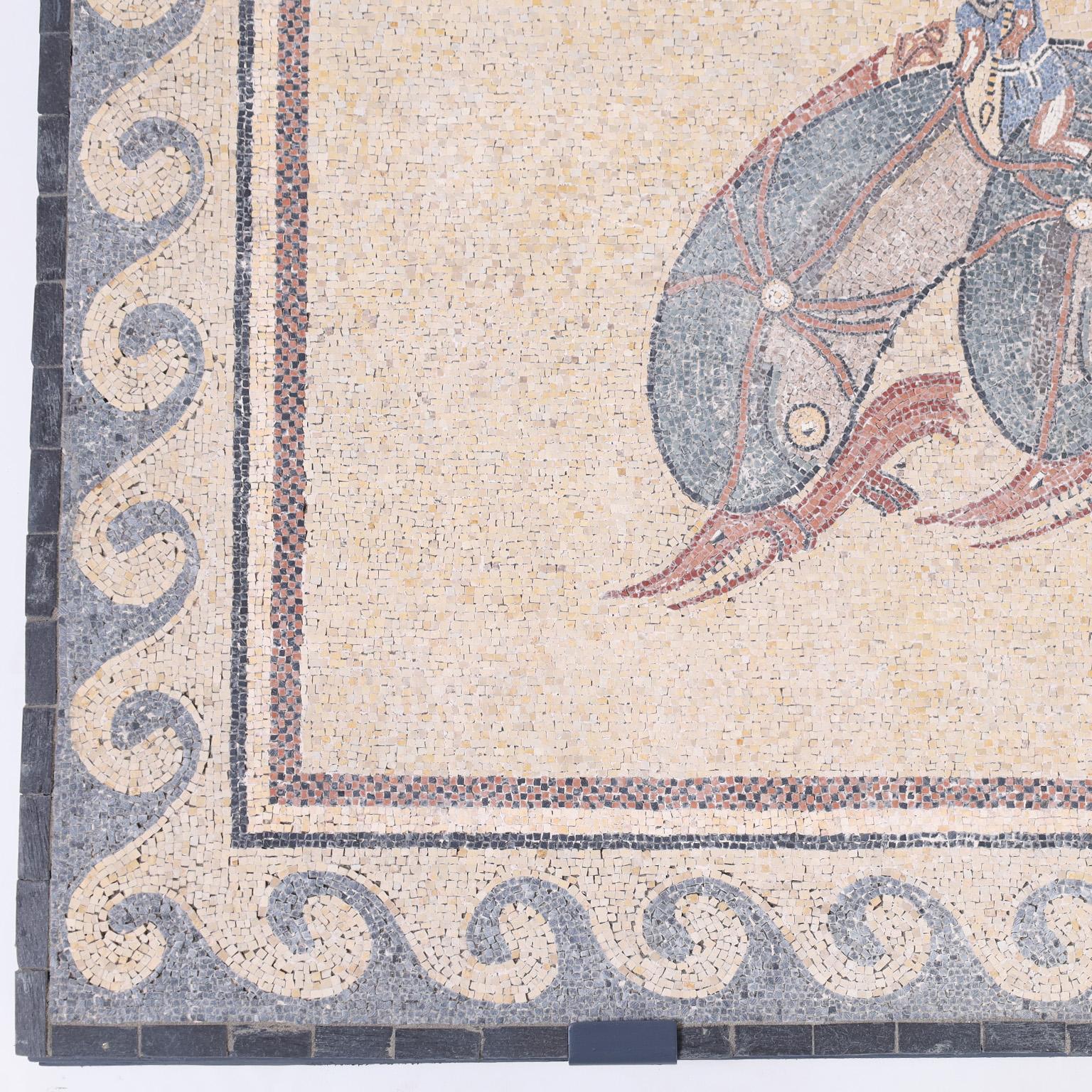 Micro Mosaic Plaque of Eros Riding Two Dolphins In Good Condition In Palm Beach, FL
