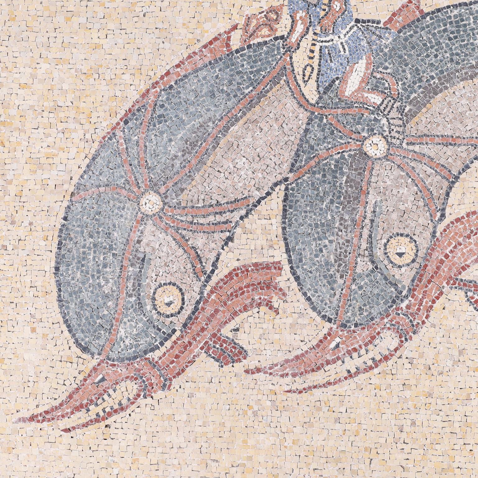 20th Century Micro Mosaic Plaque of Eros Riding Two Dolphins