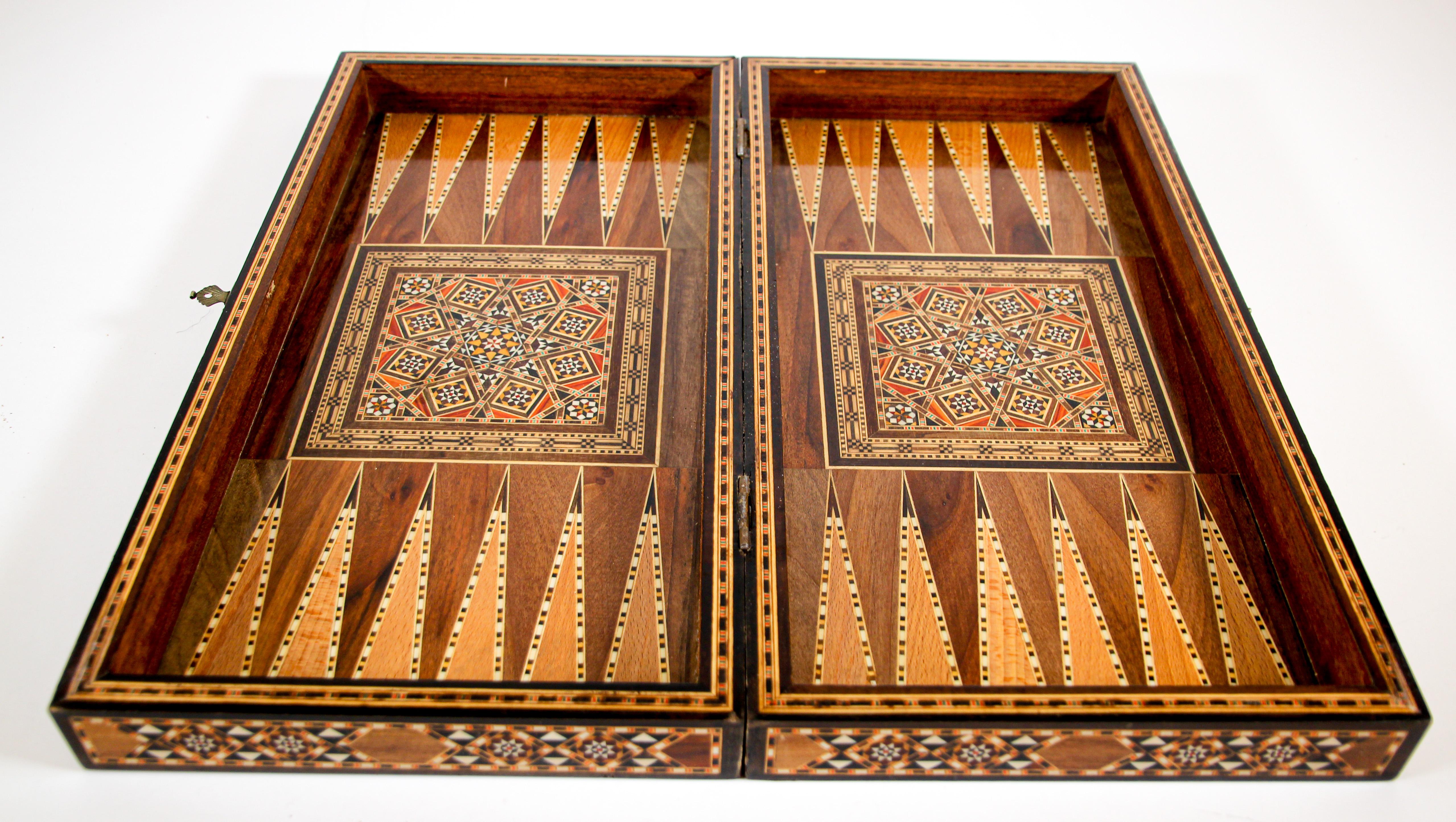 Micro Mosaic Wooden Inlaid Marquetry Box Game Backgammon and Chess 3