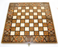 Micro Mosaic Wooden Inlaid Marquetry Box Game Backgammon and Chess